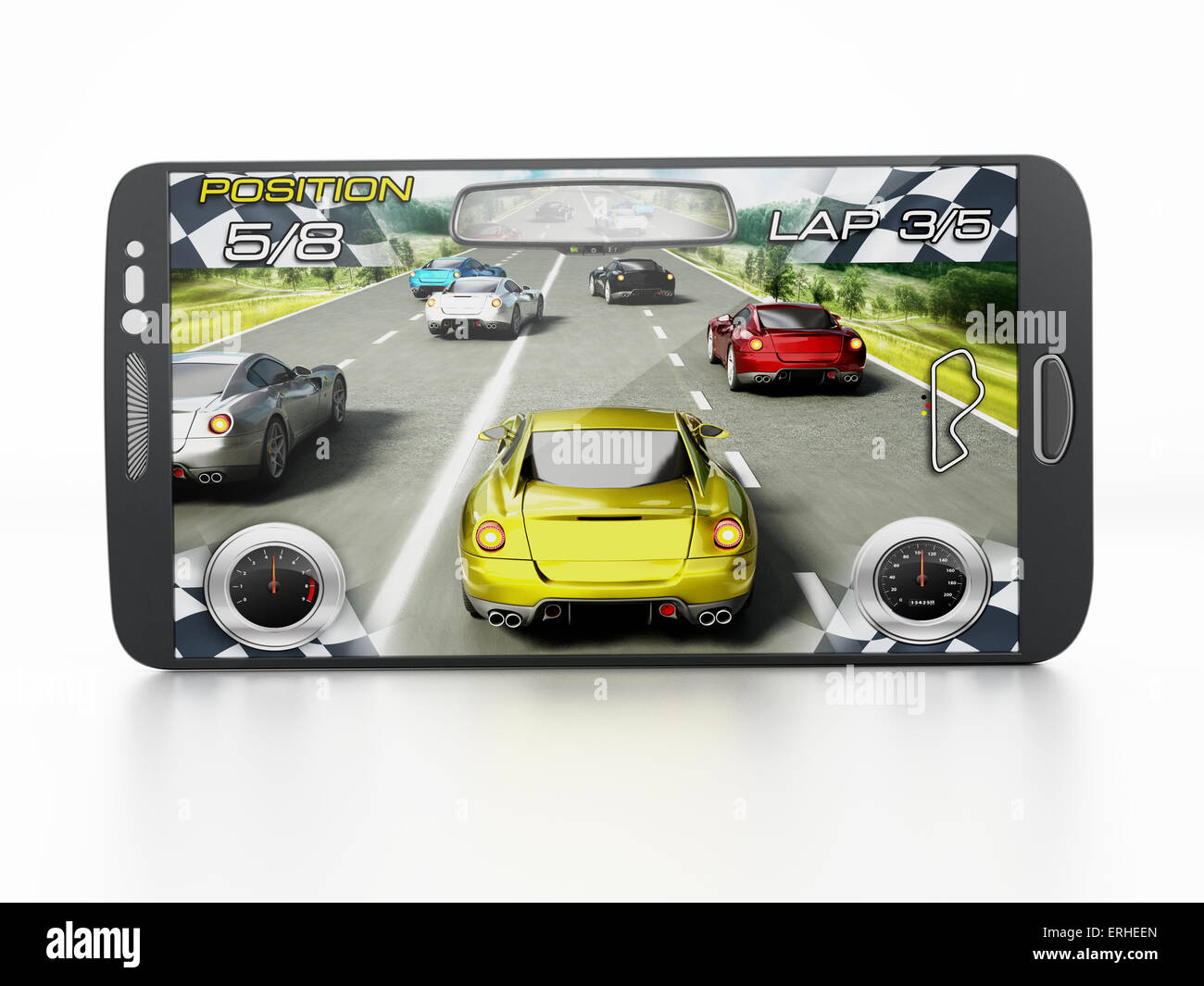 Smartphone racing game Stock Photo - Alamy