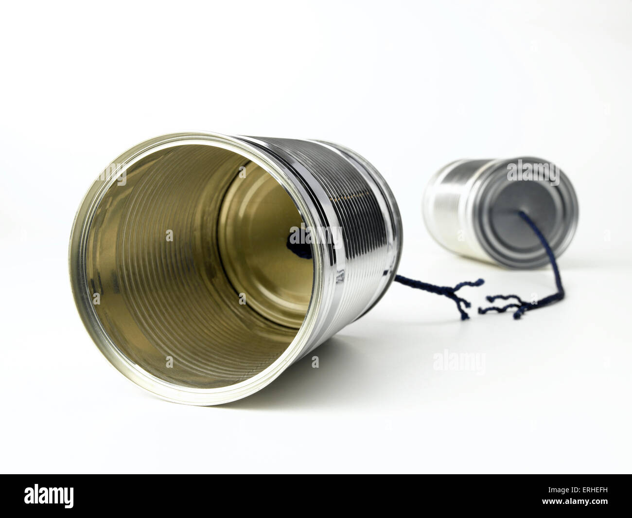 Tin Can Telephone with cut string Stock Photo Alamy