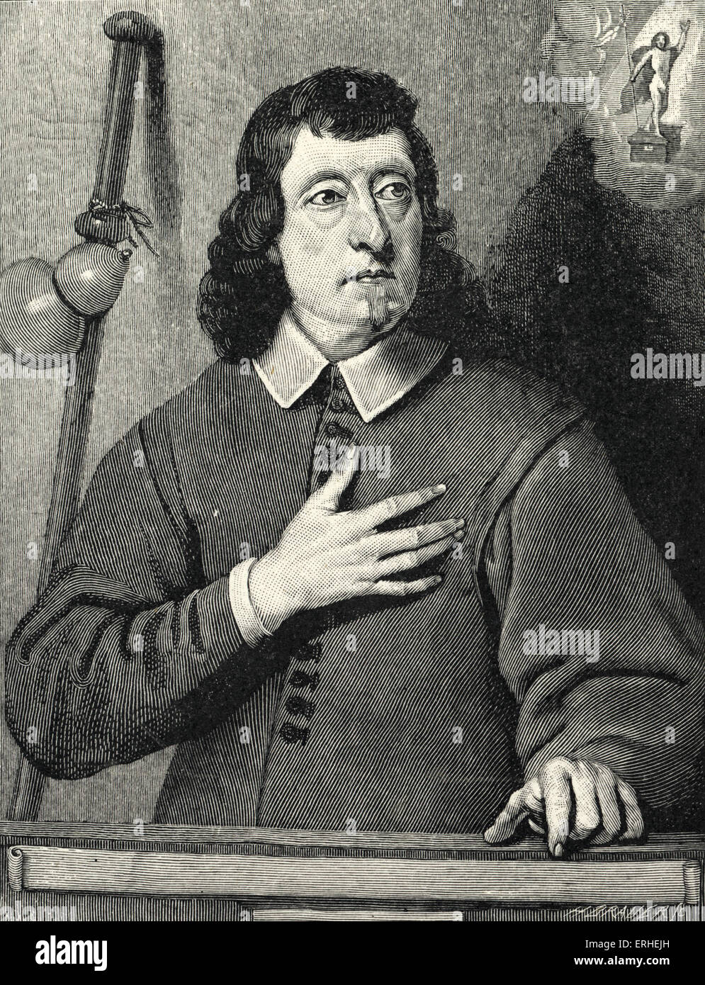John Milton - portrait of English poet from original by Pieter Van der Plaas.  9th December 1608 - 8th November 1674 Stock Photo
