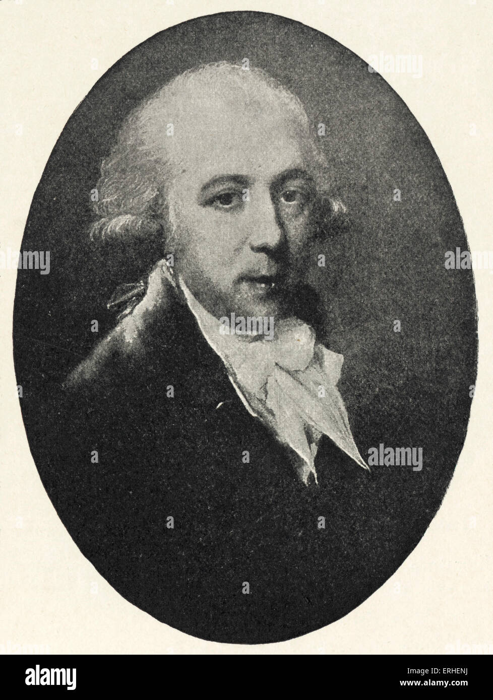Richard Brinsley Sheridan -portrait.  Irish playwright, politician, After crayon drawing by John Russell. 30 October 1751 - 7 Stock Photo