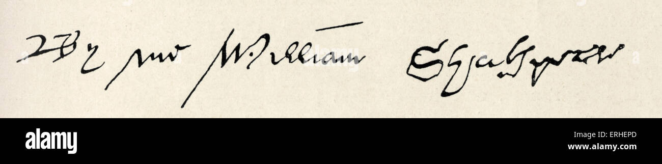 William Shakespeare - signature. English author, playwright, April 1564- 3 May 1616 - from his will at Somerset House Stock Photo