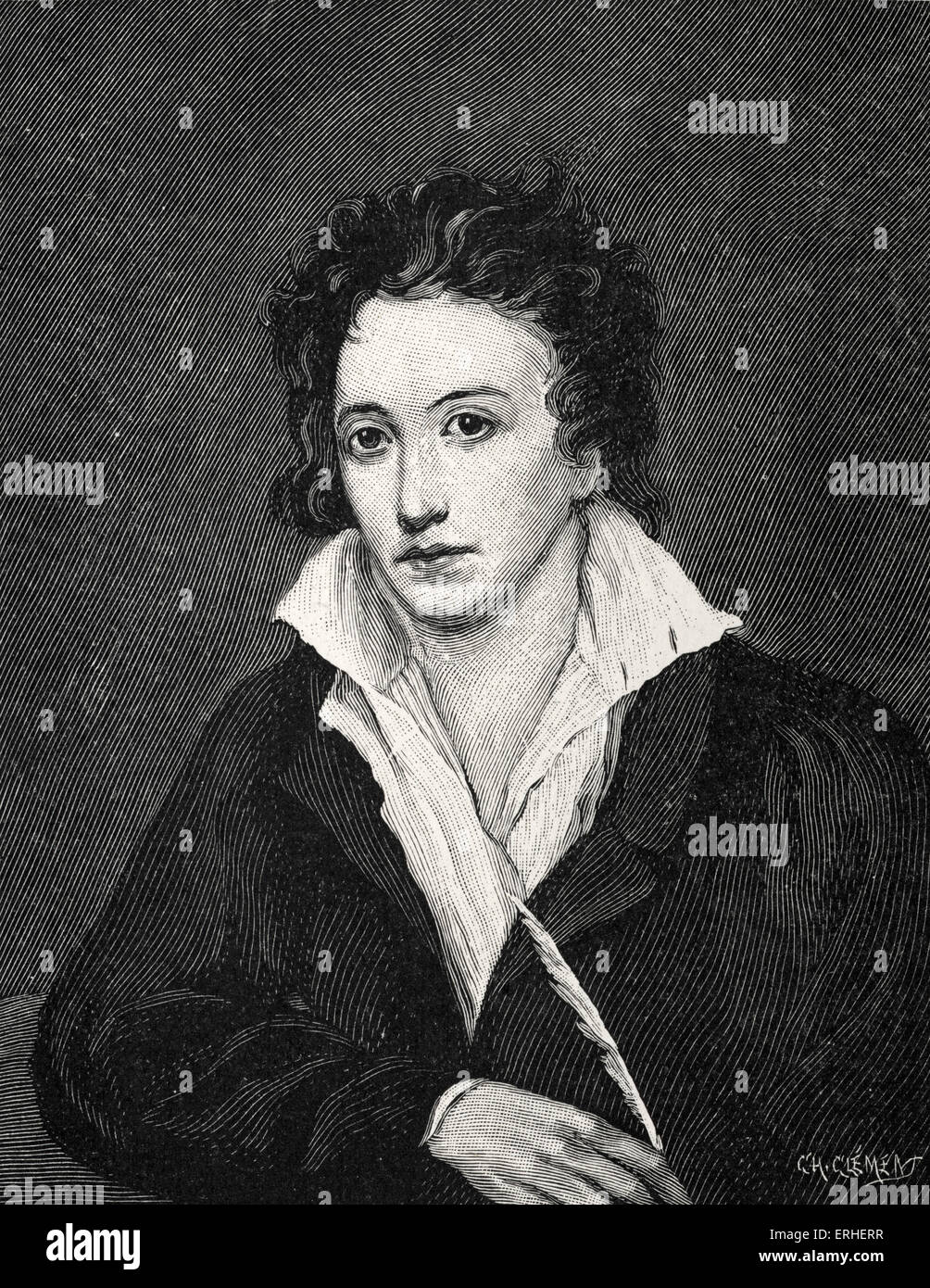 Percy Bysshe Shelley, after portrait by Miss Curran. English Poet (1792-1822) Stock Photo
