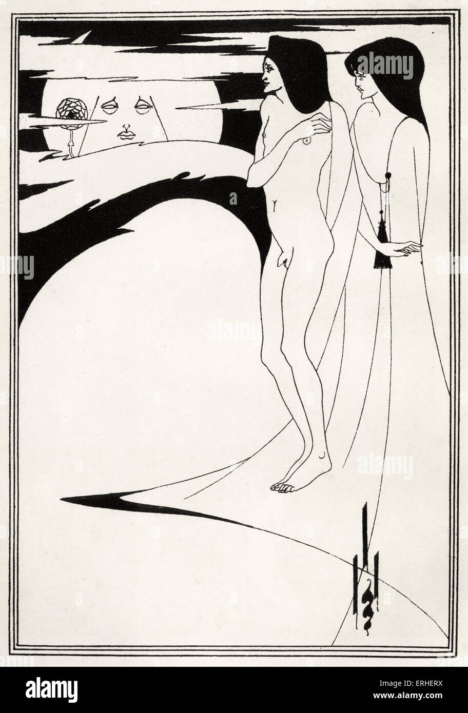 '  Salome ' - The Woman in the Moon ' -  Aubrey Beardsley 's illustration for play by Oscar Wilde first performed in England on Stock Photo