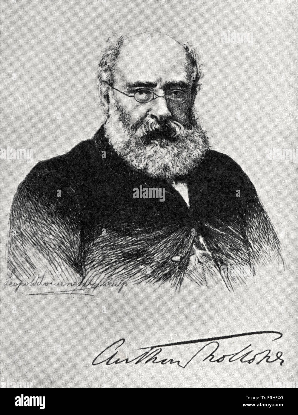 Anthony Trollope - portrait of the English novelist 1815-1882.  From drawing by L. Lowenstam Stock Photo