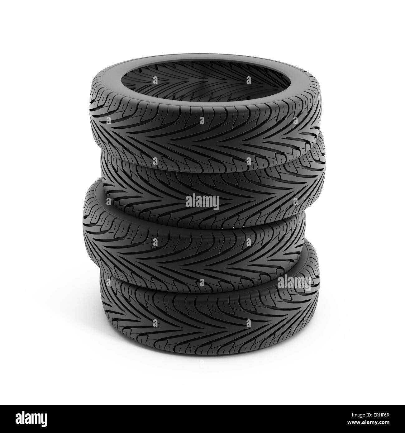 Tire stack isolated on white background. Stock Photo