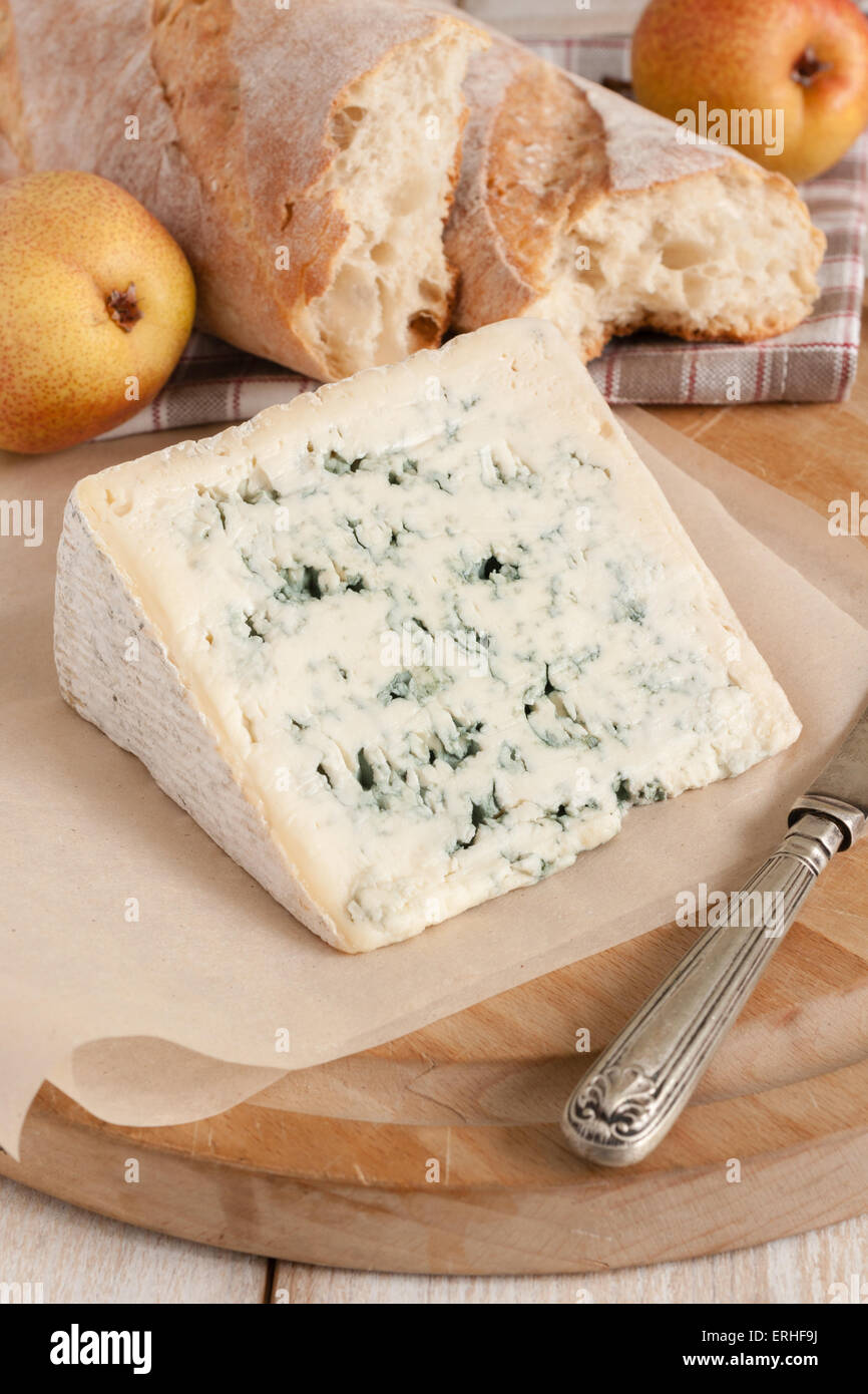 Bleu d'Auvergne a French blue cheese originating in the Auvergne region of France Stock Photo