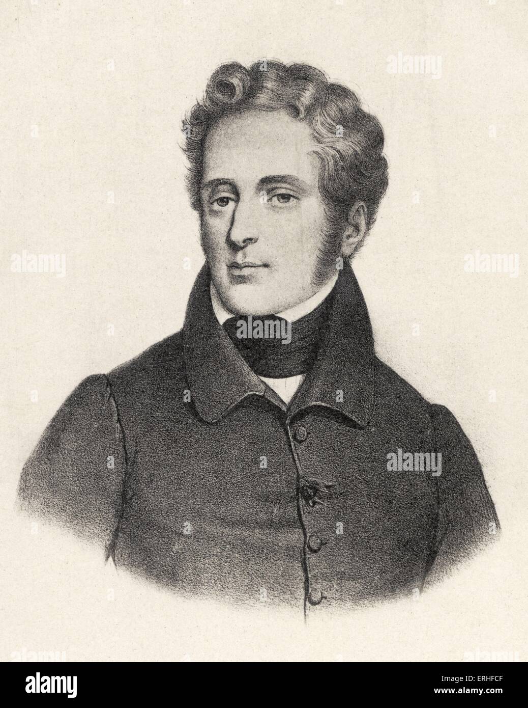 Alphonse de Lamartine  - portrait after Gérard. French romantic poet, statesman and orator, 1790-1869. Stock Photo