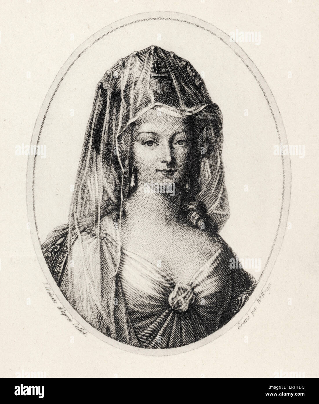 Queen Marie Antoinette of Austria - portrait wearing crown.  Married to French King Louis XIV.  Daughter of Emperor Francois I Stock Photo