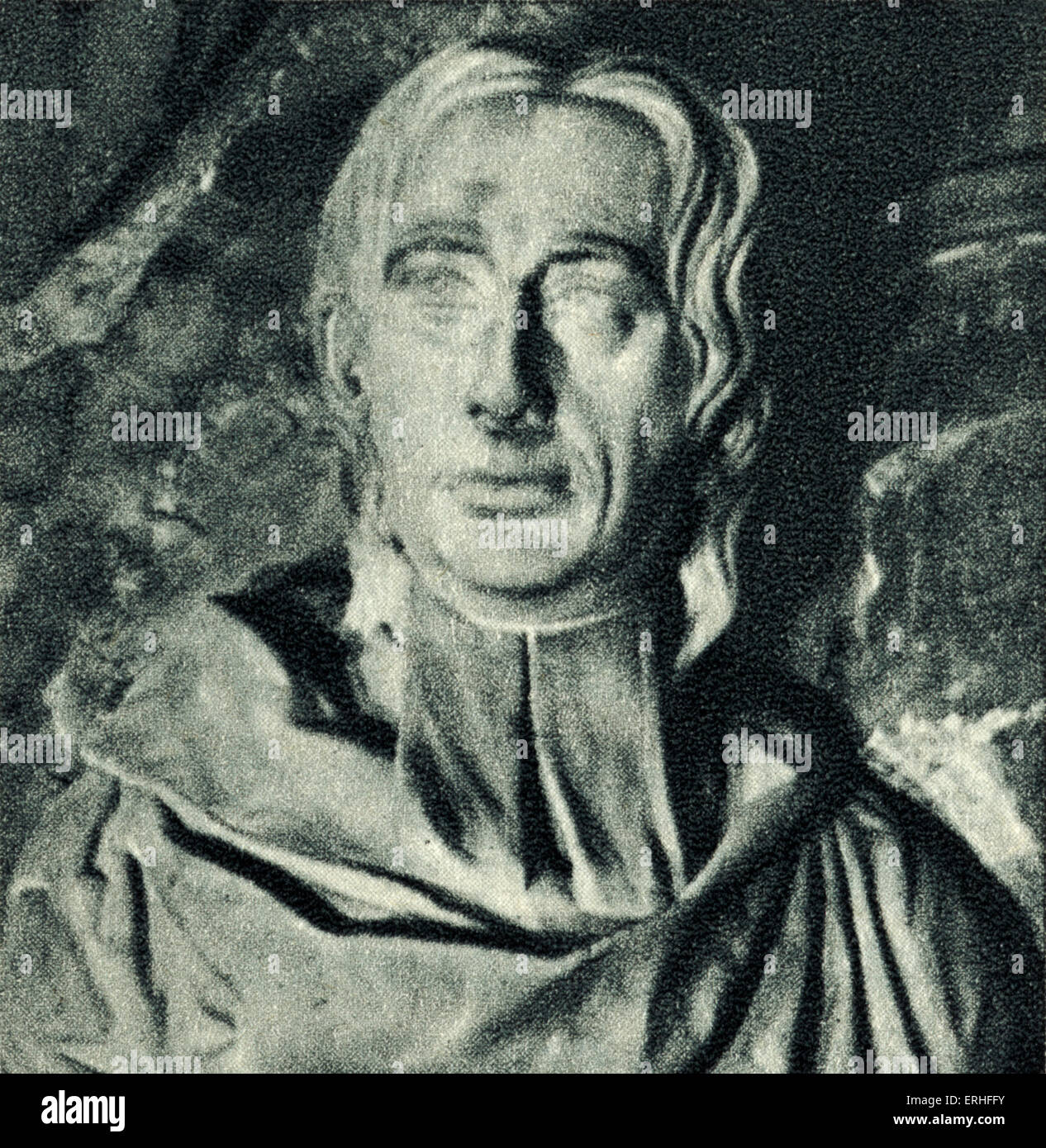 Isaac Watts - detail of the bust by Banks at Westminster Abbey - English hymn writer - 17 July 1674 - 25 November 1748 Stock Photo