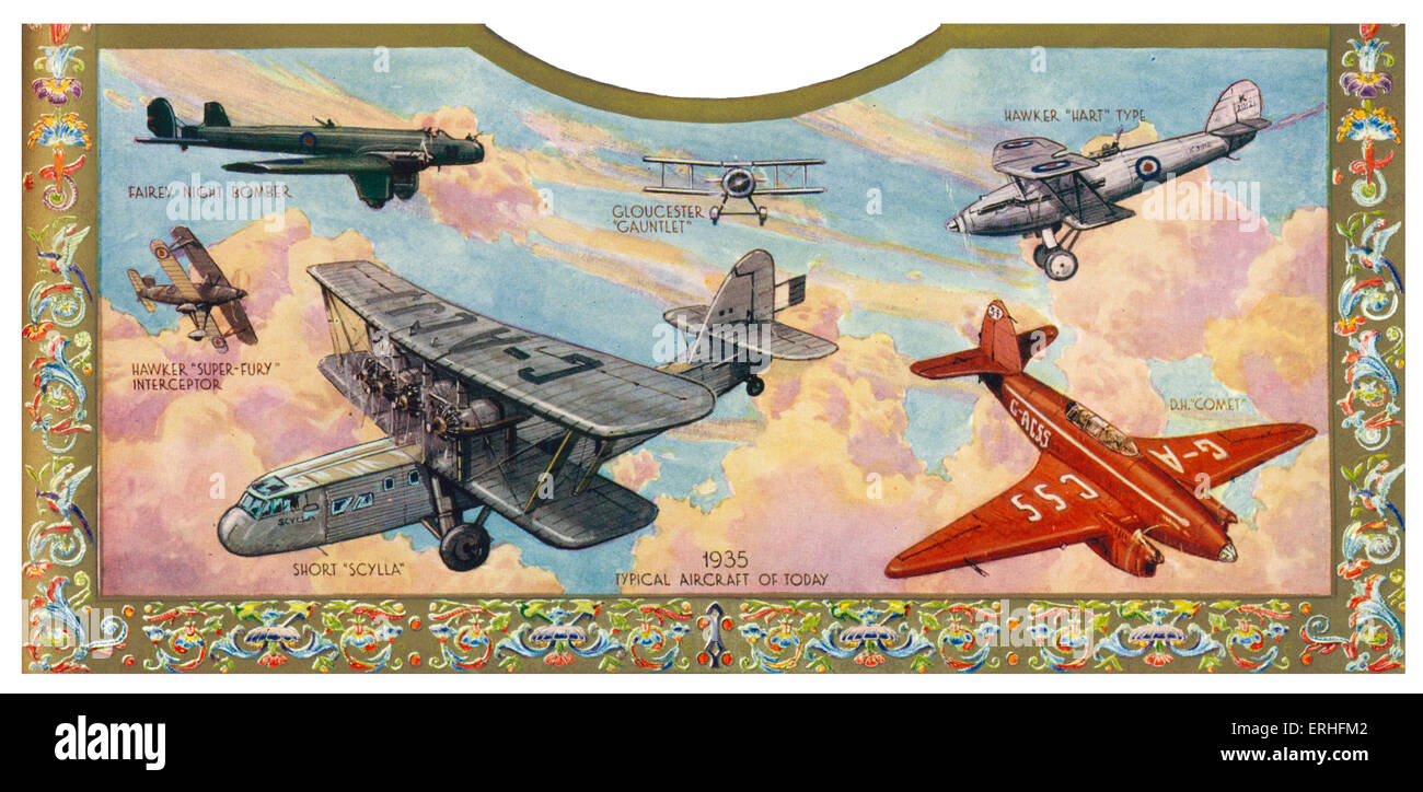 Aircrafts / Planes - at the start of World War II in Britain, from painting by G.H.Davis Stock Photo