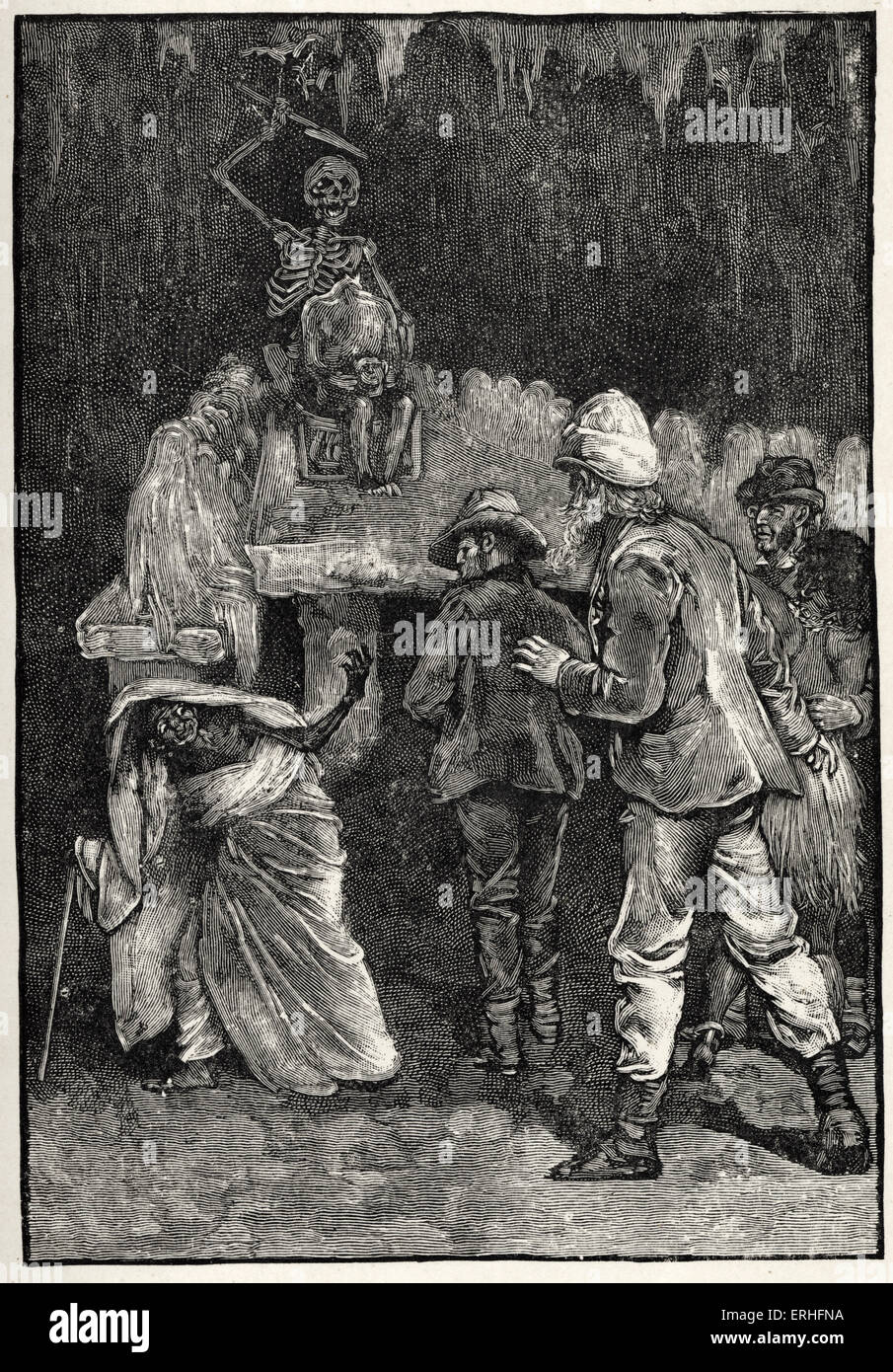 H. Rider Haggard's novel King Solomon's Mines.  Illustration by Walter Paget entitled 'To those who enter the hall of the dead, Stock Photo