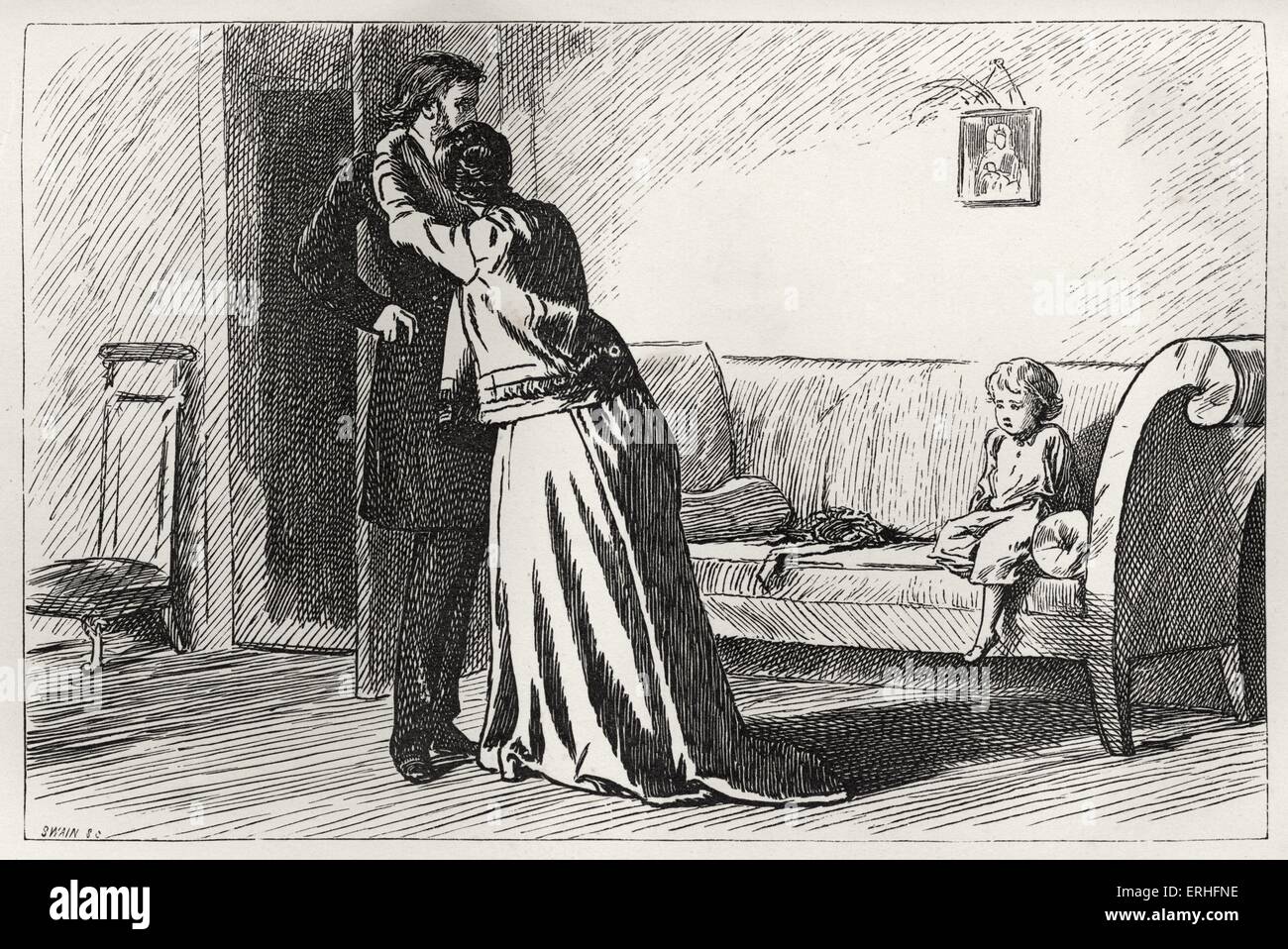 Anthony Trollope's novel 'He Knew He Was Right' -   Illustration captioned 'It is hard to speak sometimes' from original 1869 Stock Photo