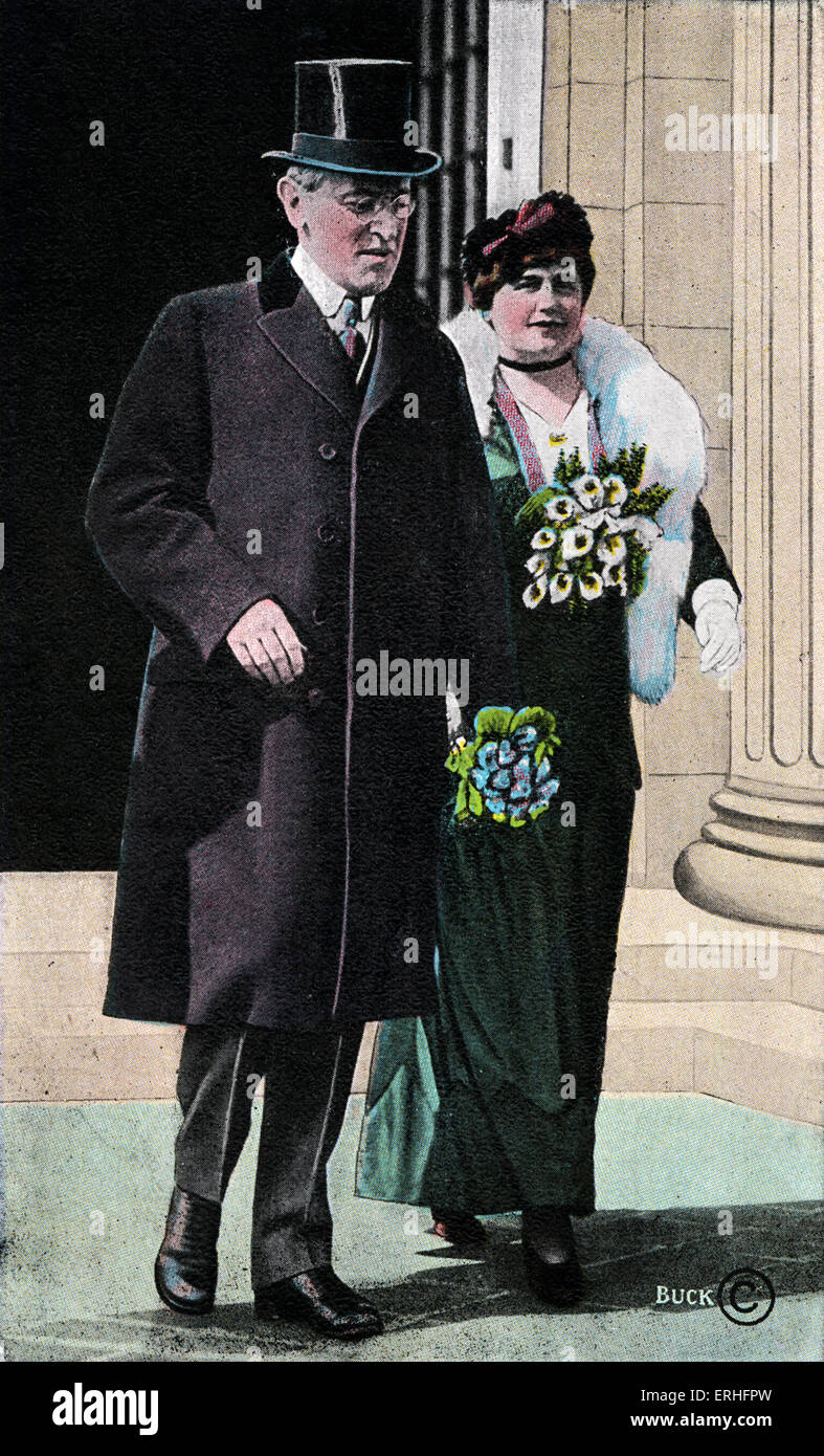 Woodrow Wilson  - American President of the United States (1913-1921) with his wife. 28 December 1856 - 3 February 1924. Stock Photo