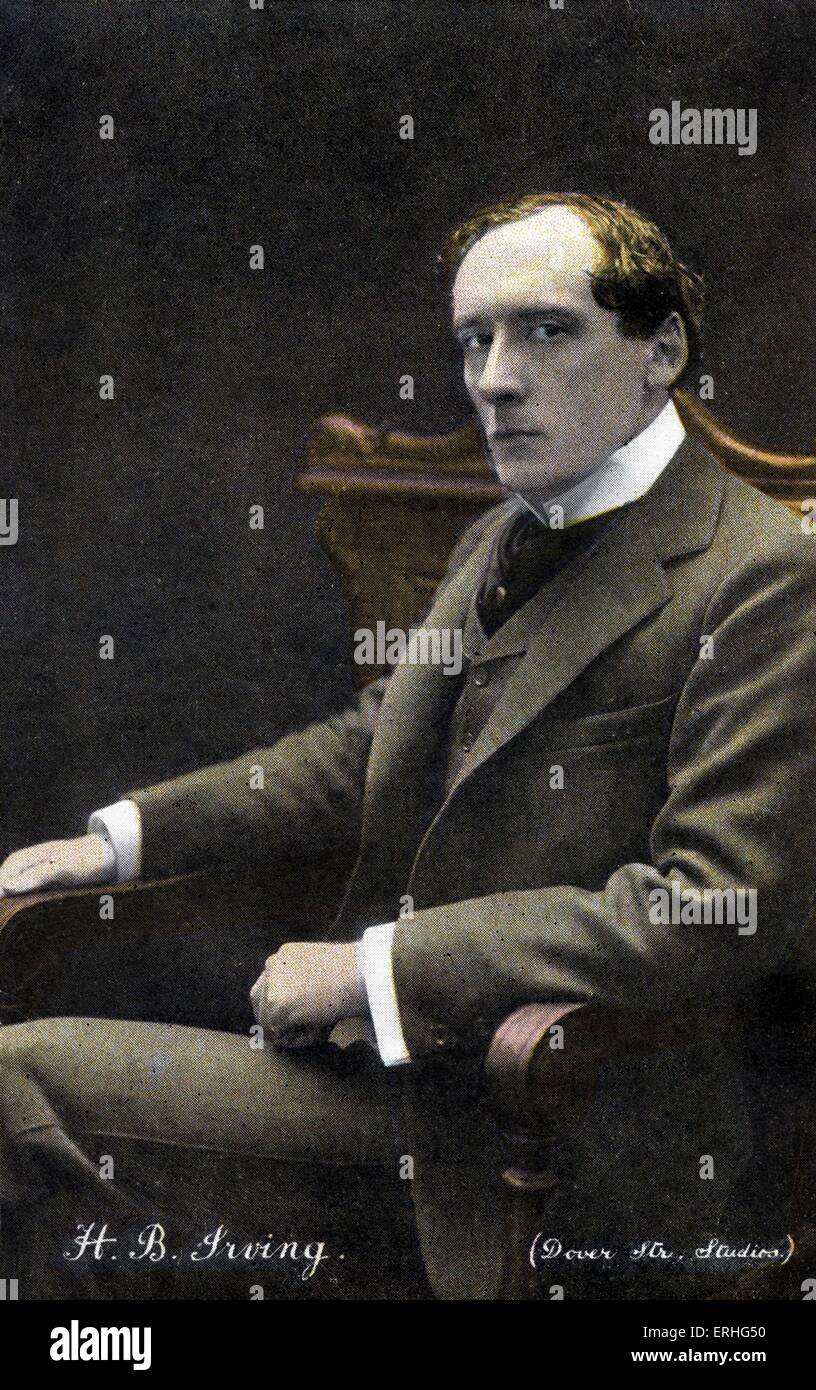 H B Irving - British actor-manager, son of Sir Henry Irving.  Hand-tinted photograph. 5 August 1870 - 20 October 1919.  H(enry) Stock Photo