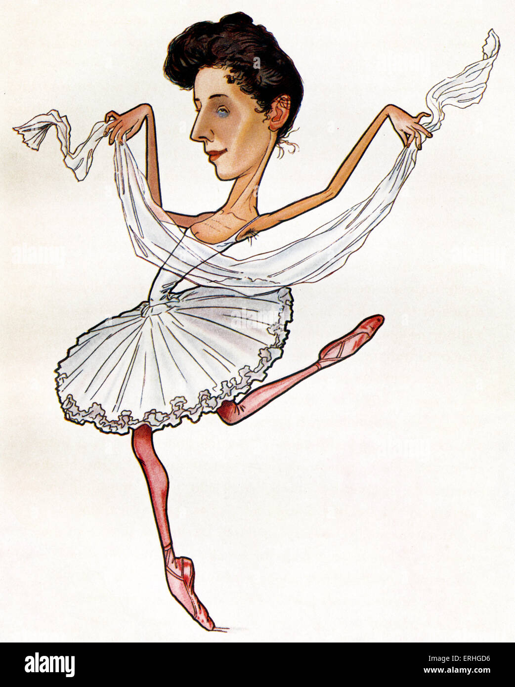 Anna Pavlova, caricature by Nicolas Legat. Russian dancer 31 January 1881 - 22 January 1931. Legat: 1869-1937 Stock Photo