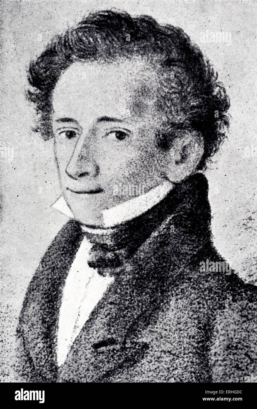 Conte Giacomo Leopardi, portrait at the age of 28. Italian scholar, poet and philosopher 1798-1837 Stock Photo