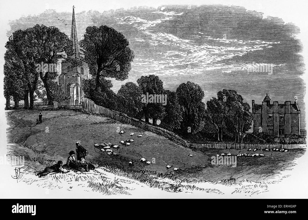 George Gordon Byron / Lord Byron - illustration of a scene from the poem 'Hours of Idleness' by the English poet. 'Oh! As I Stock Photo