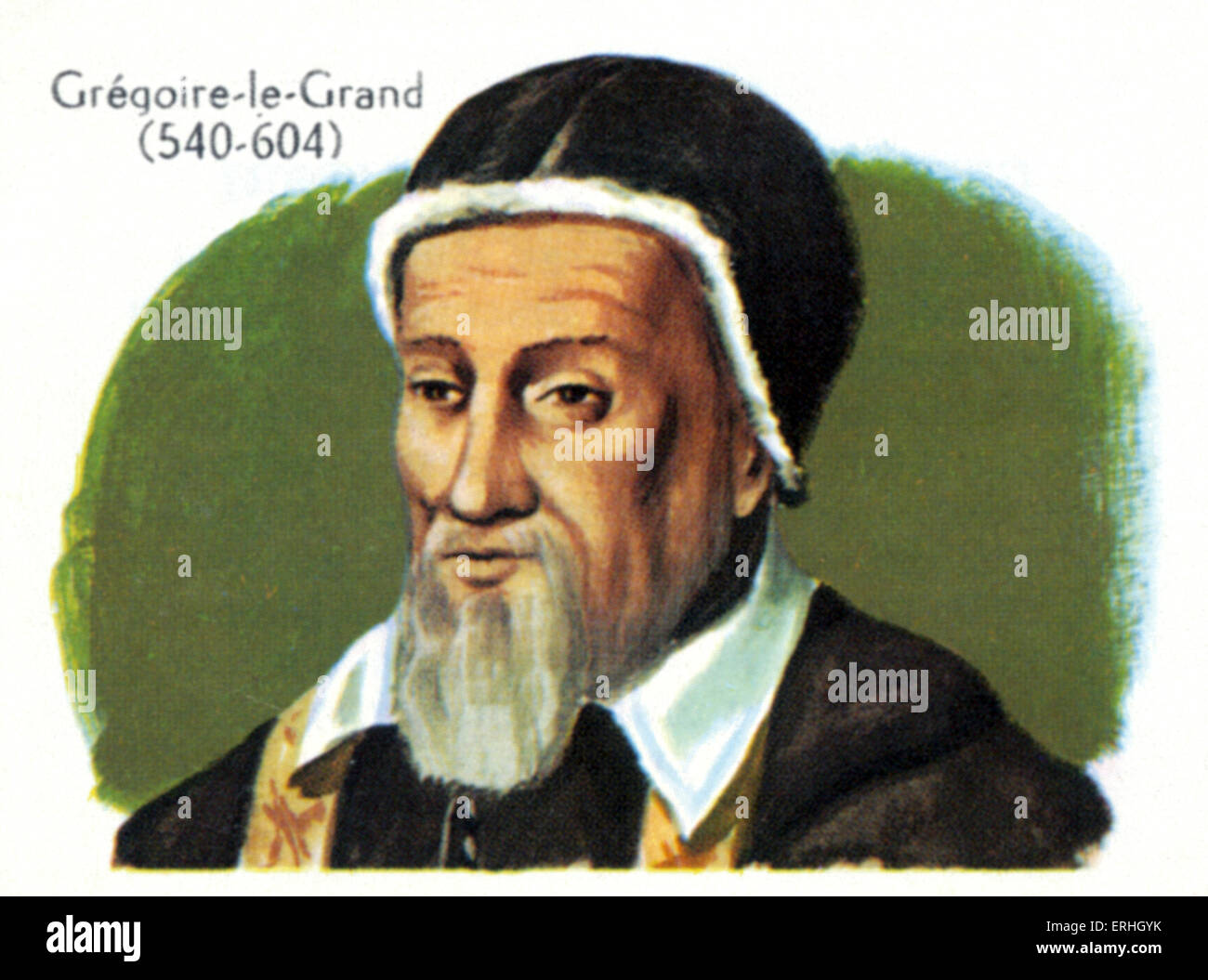 Pope Gregory the Great - portrait. 540 - 12 March 604.  He was pope from 590 to 604.  Saint Gregory , Pope Gregory I Stock Photo