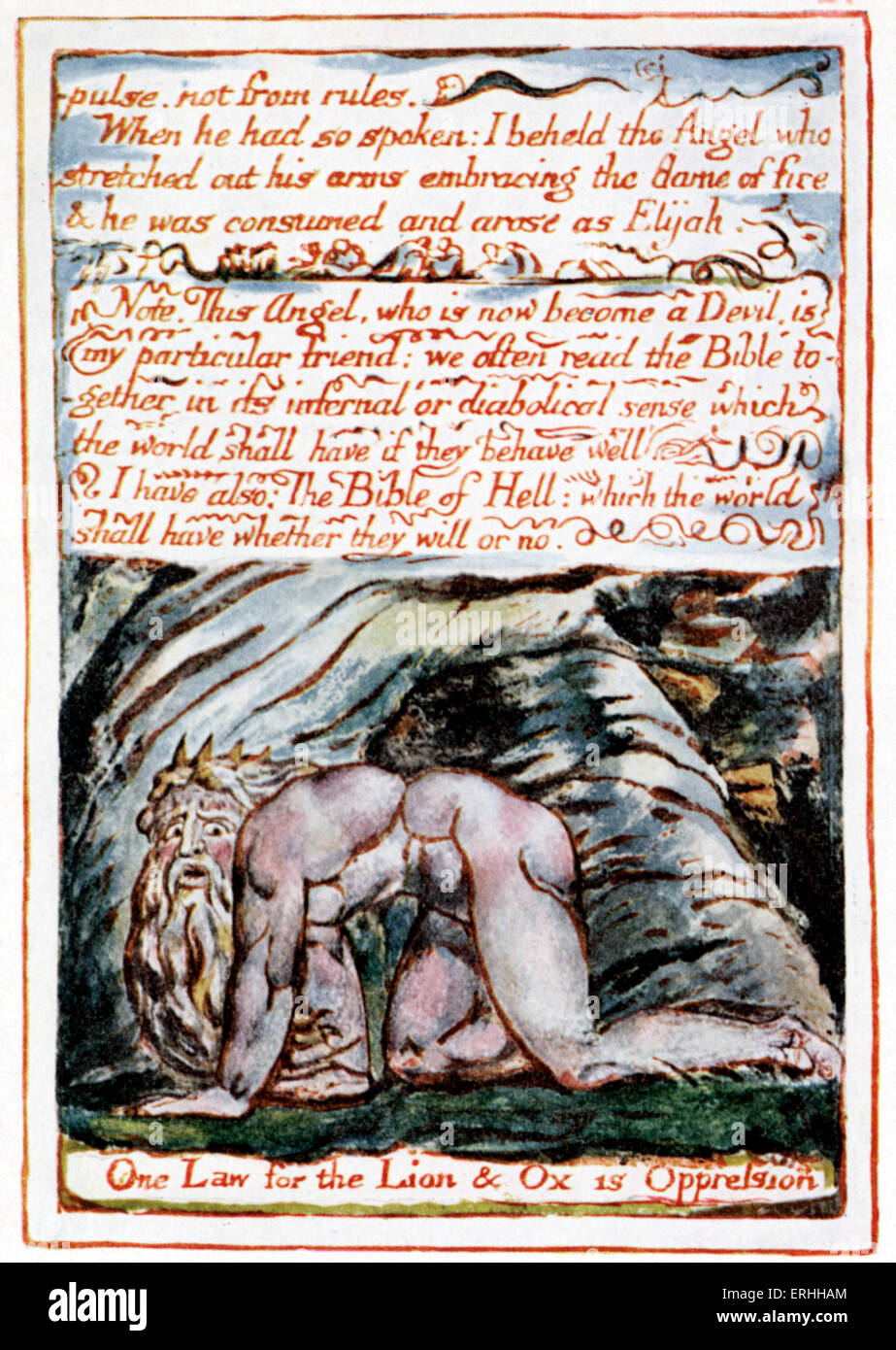 William Blake 's 'The Marriage of Heaven and Hell': a page from A Memorable Fancy designed and written by the British poet, Stock Photo