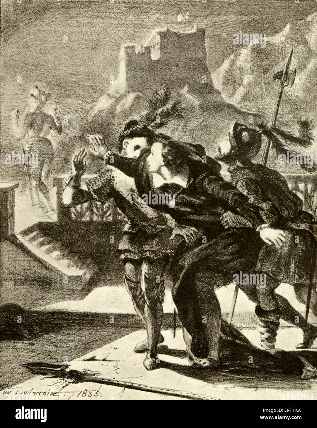 SHAKESPEARE - HAMLET Act I, Scene IV by E Delacroix, tragedy, ghost scene  Stock Photo - Alamy