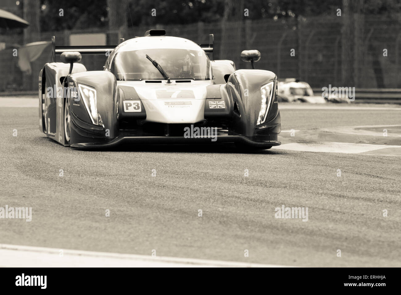 Imola, Italy – May 16, 2015: Ginetta – Nissan of University Of Bolton Team, in action during the European Le Mans Series Stock Photo