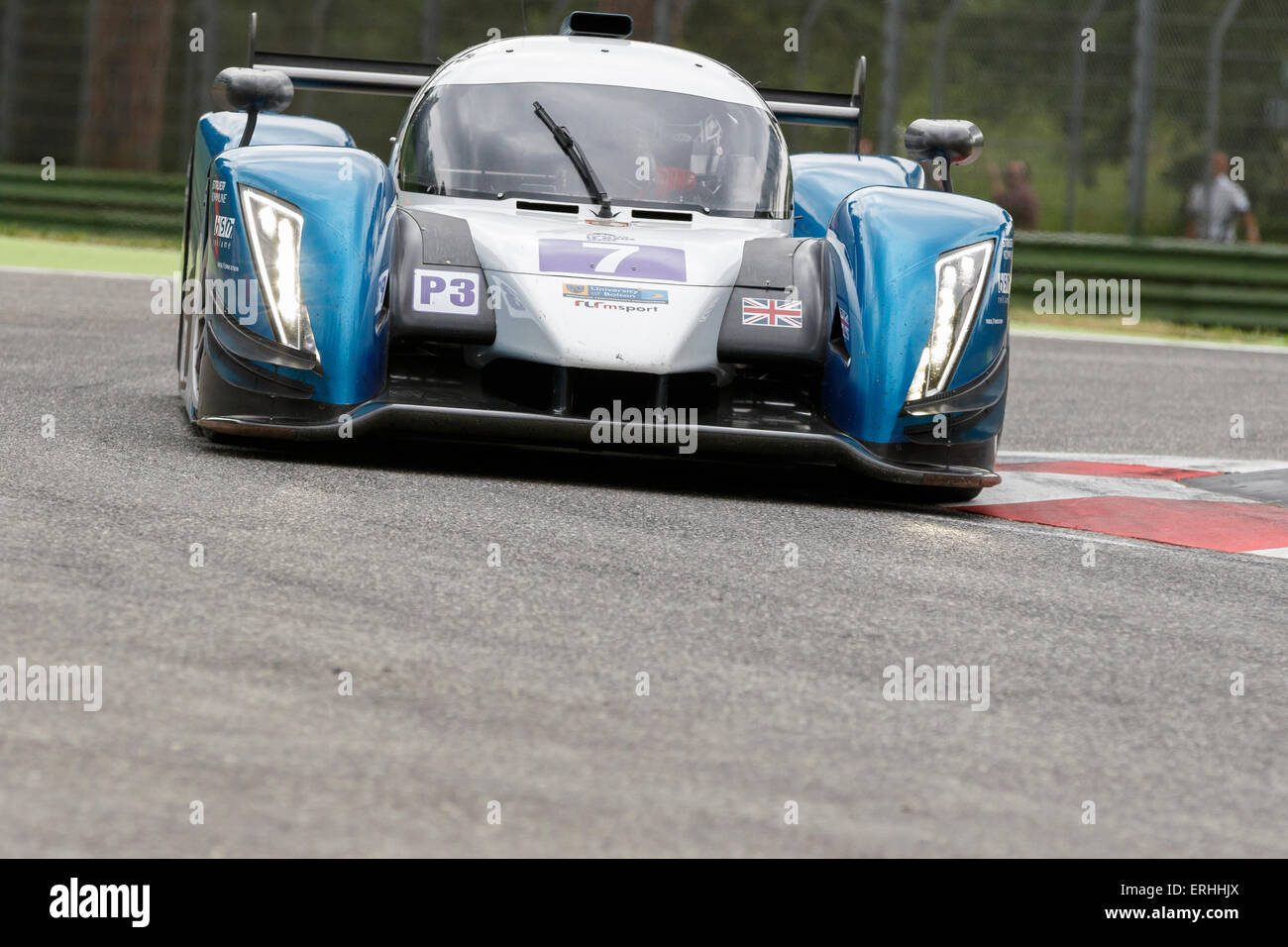 Imola, Italy – May 16, 2015: Ginetta – Nissan of University Of Bolton Team, in action during the European Le Mans Series Stock Photo