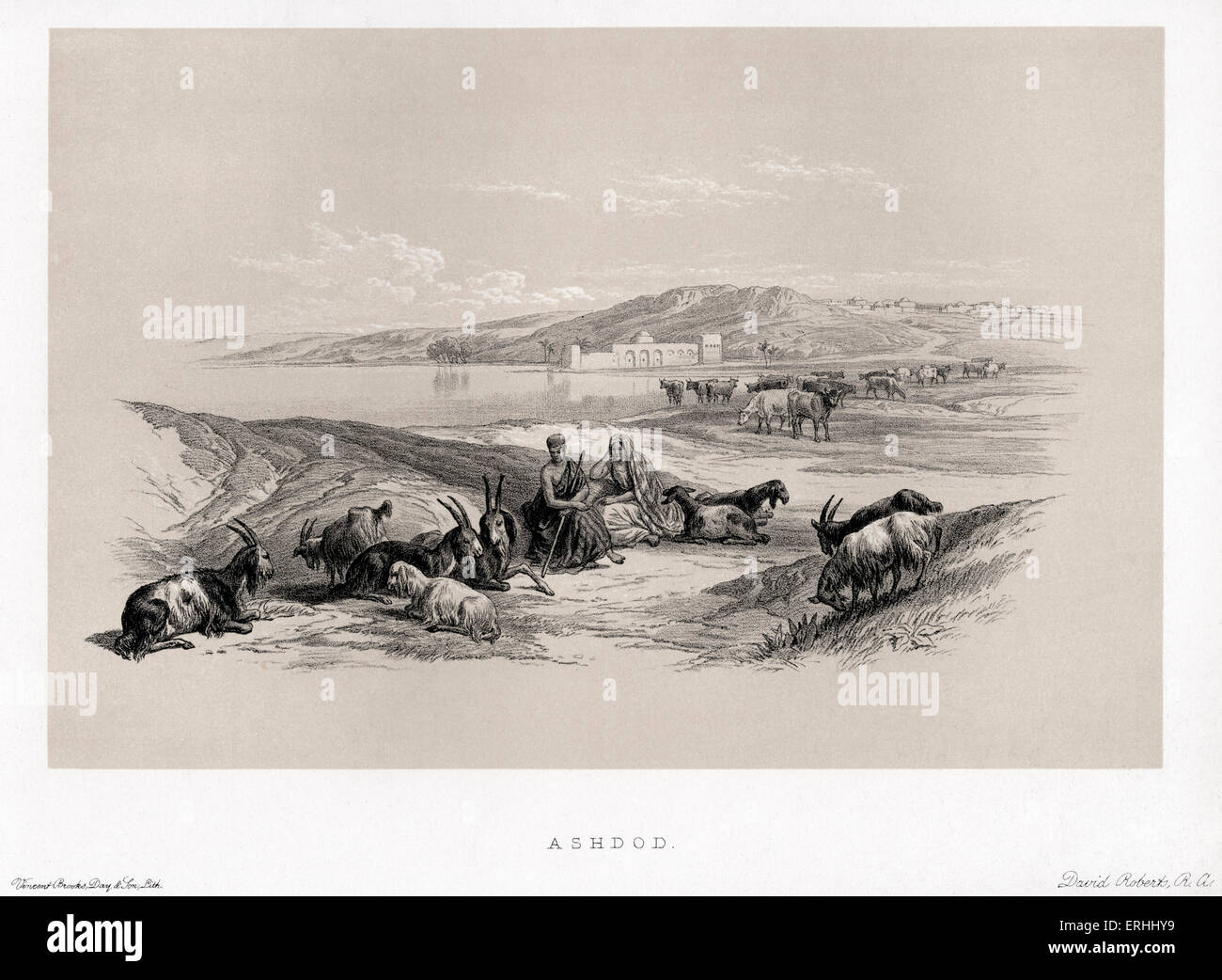 Ashdod.  By David Roberts. Lithographs of the Holy Land. Stock Photo