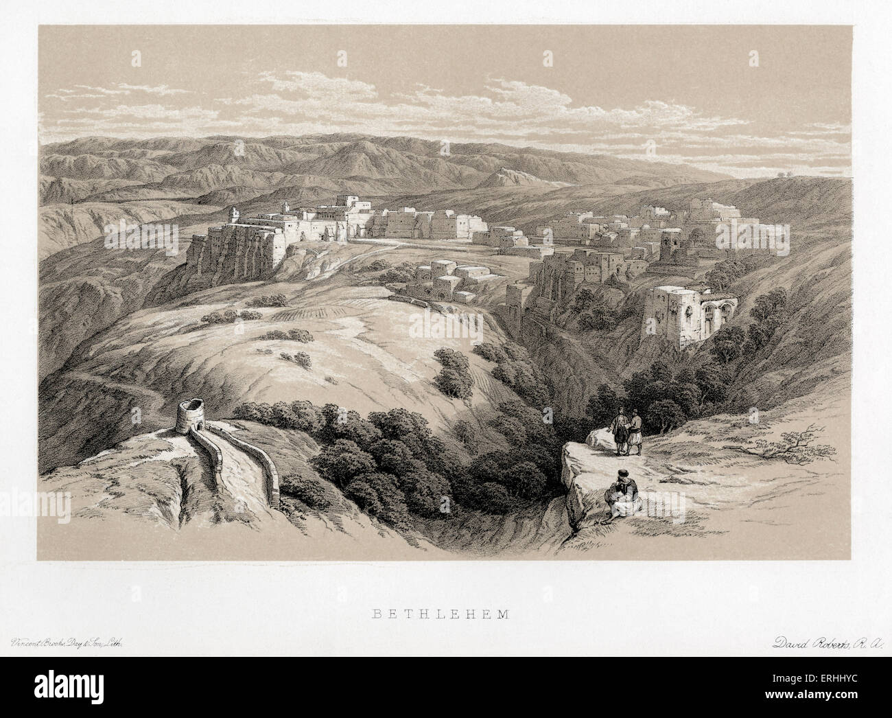 Bethlehem.  By David Roberts. Lithographs of the Holy Land. Stock Photo