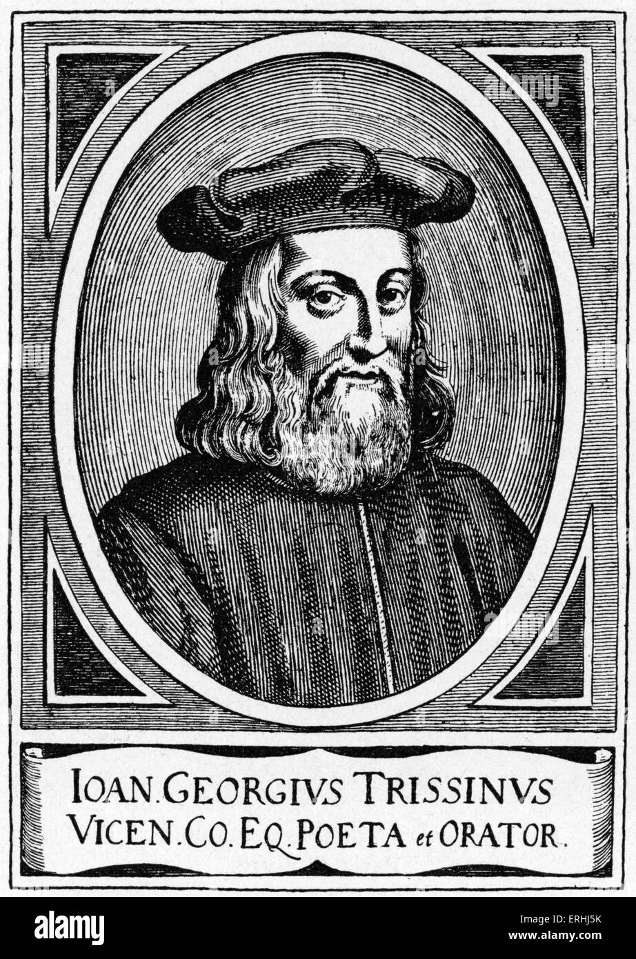 Gian Giorgio Trissino - portrait of the Italian Renaissance humanist, poet, dramatist, diplomat and grammarian. Early 17th Stock Photo