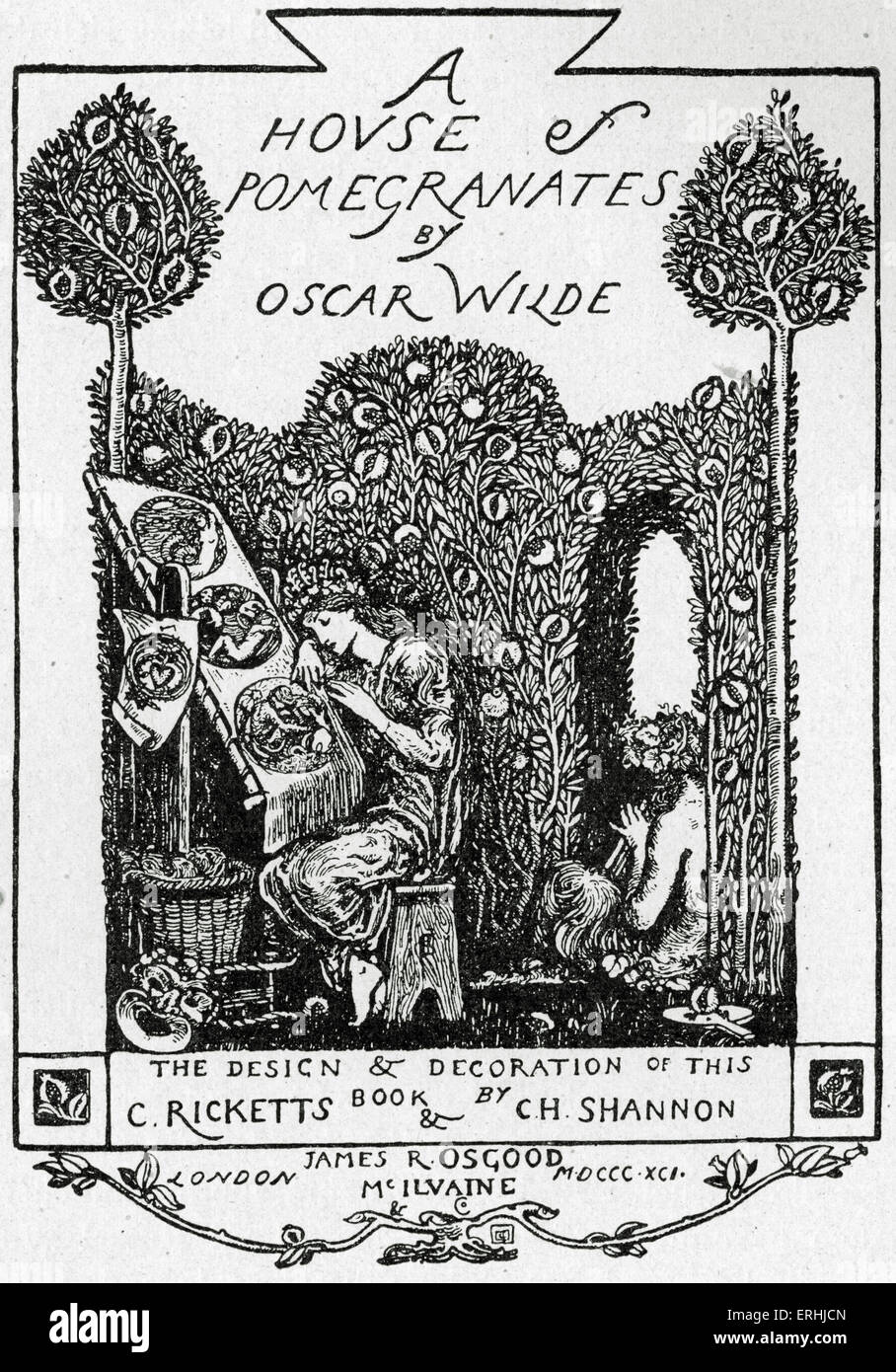 Oscar Wilde - Cover of the Anglo-Irish playwright, novelist and poet's collection of fairy tales, 'A House of Pomegranates', Stock Photo