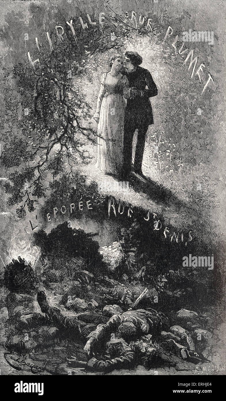 'L'idylle rue Plumet et l'épopée rue Saint-Denis' -  book IV of Les Misérables  by Victor Hugo.  Front cover.  Novel in five Stock Photo