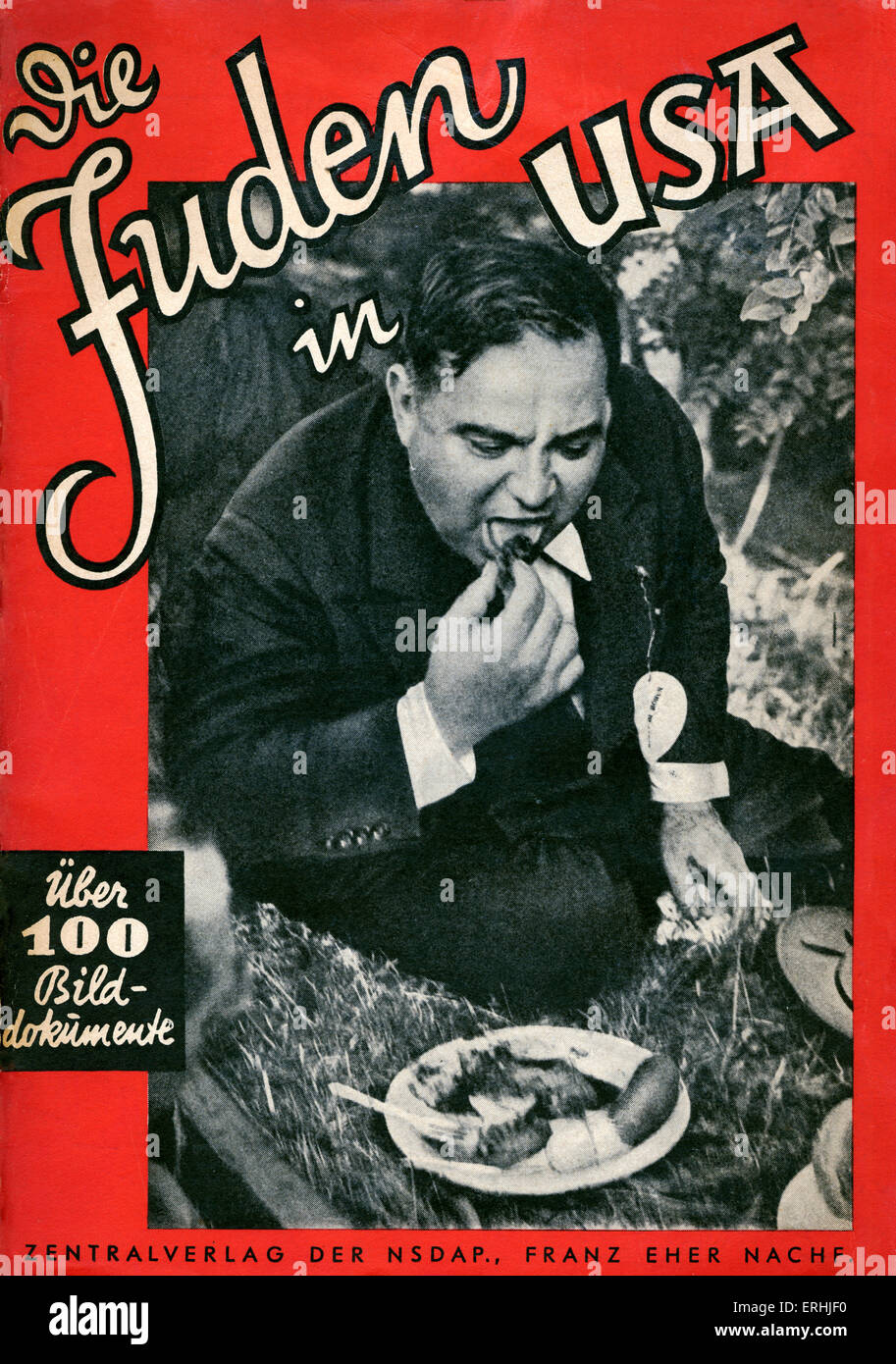 Die Juden in USA  (Jews in the USA) - cover of National Socialist propaganda booklet, showing Fiorello H. LaGuardia, Mayor of Stock Photo