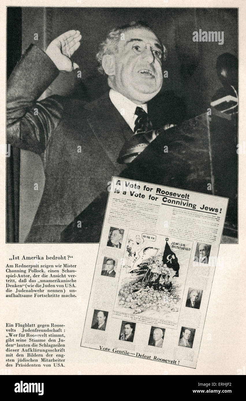 National Socialist propaganda from the booklet, 'Die Juden in USA' (Jews in the USA),  Zentral Verlag der NSDAP, Berlin 1939. Stock Photo