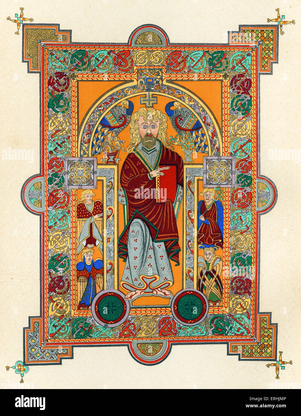 Saint Matthew. From the Book of Kells, A.D. 650-690. An ornately illustrated manuscript produced by Celtic monks around AD 800 Stock Photo