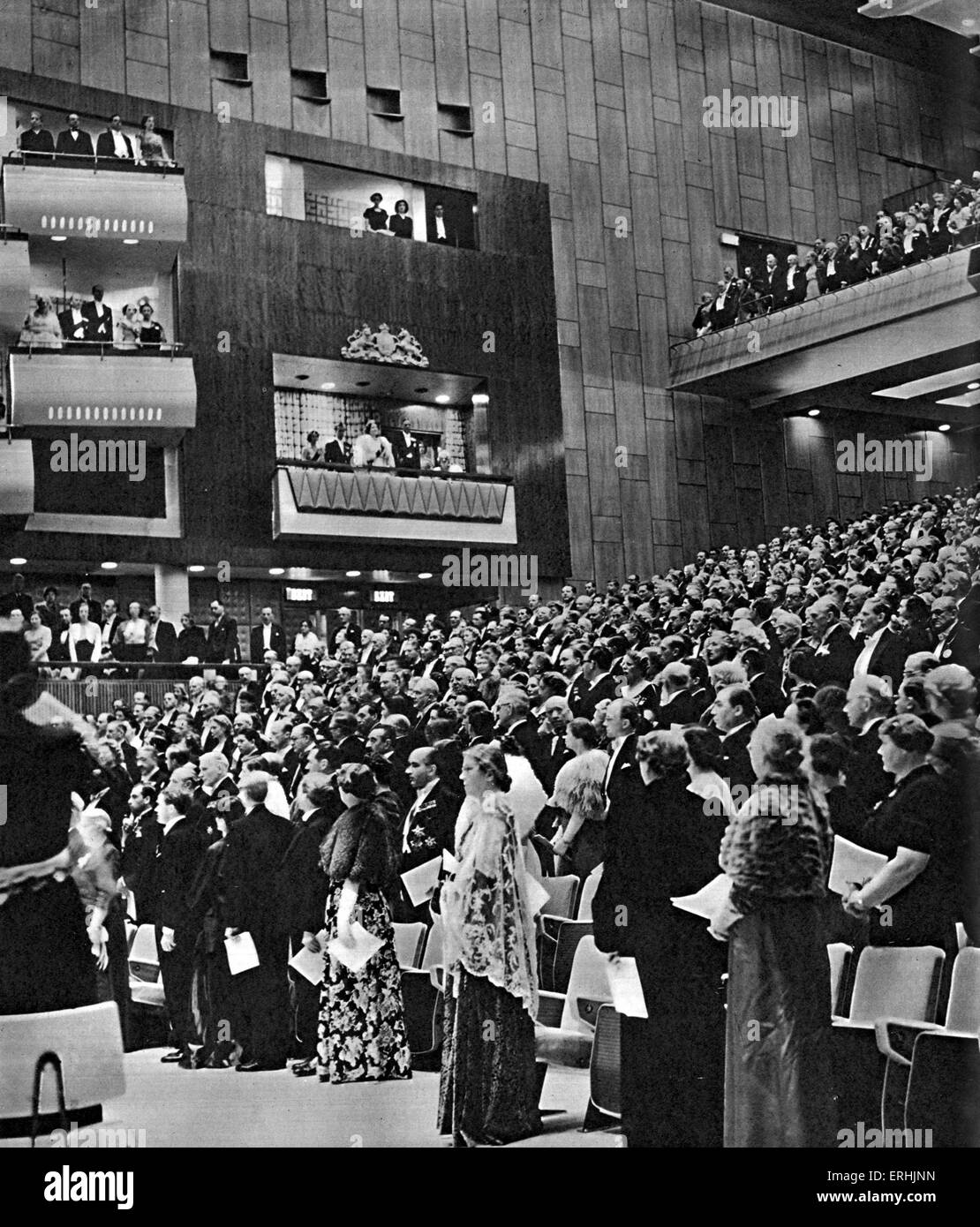 Opening of the Royal Festival Hall, London.  Photograph from The Illustrated London News, May 12, 1951. Festival of Britain Stock Photo