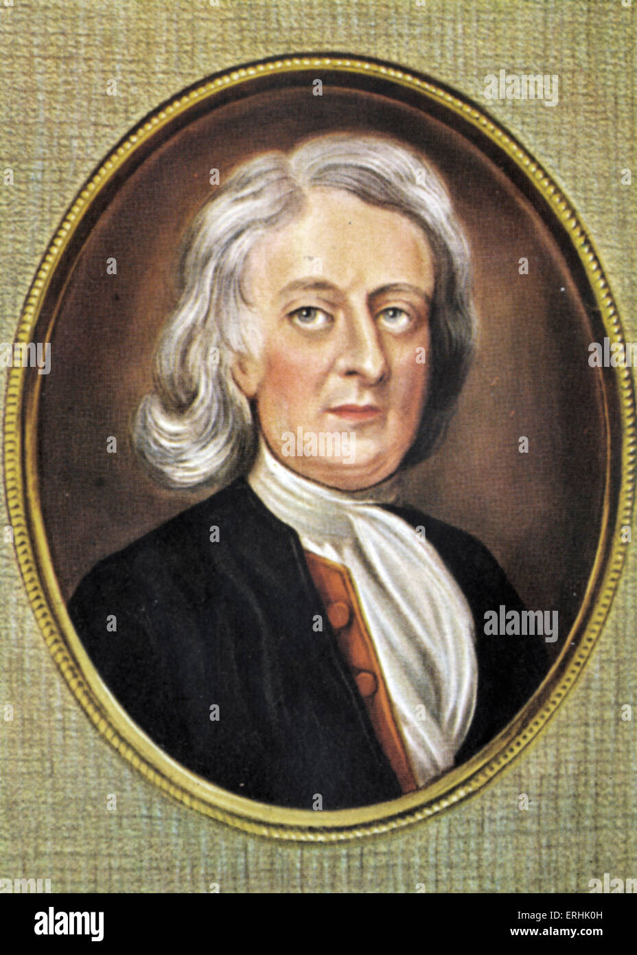 Isaac Newton. Portrait of the English mathematician, physicist, astronomer and philosopher. 4 January 1643 – 31 March 1727 Stock Photo
