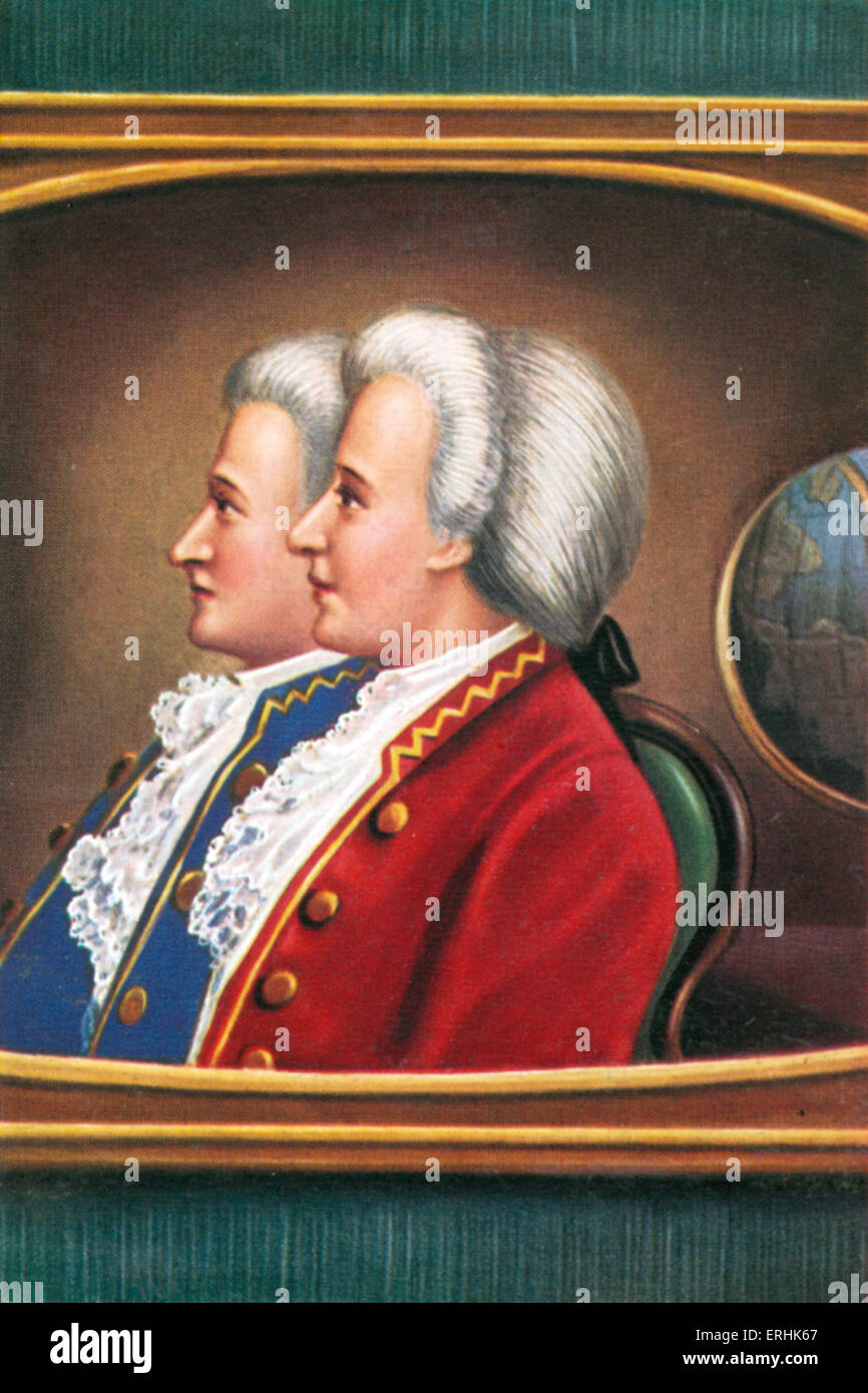 The Montgolfier brothers, Joseph Michel Montgolfier and Jacques Étienne Montgolfier. Portrait of the inventors of the hot air Stock Photo