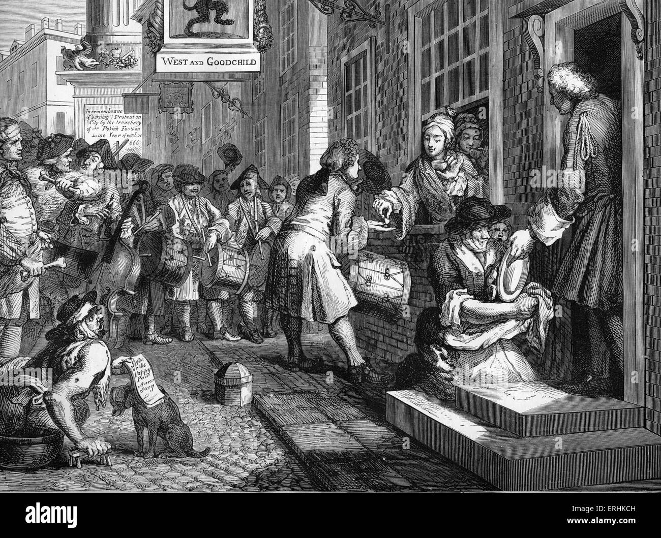 Industry and Idleness- The Marriage of the Industrious Apprentice, engraving by William Hogarth, English painter and artist WH: Stock Photo