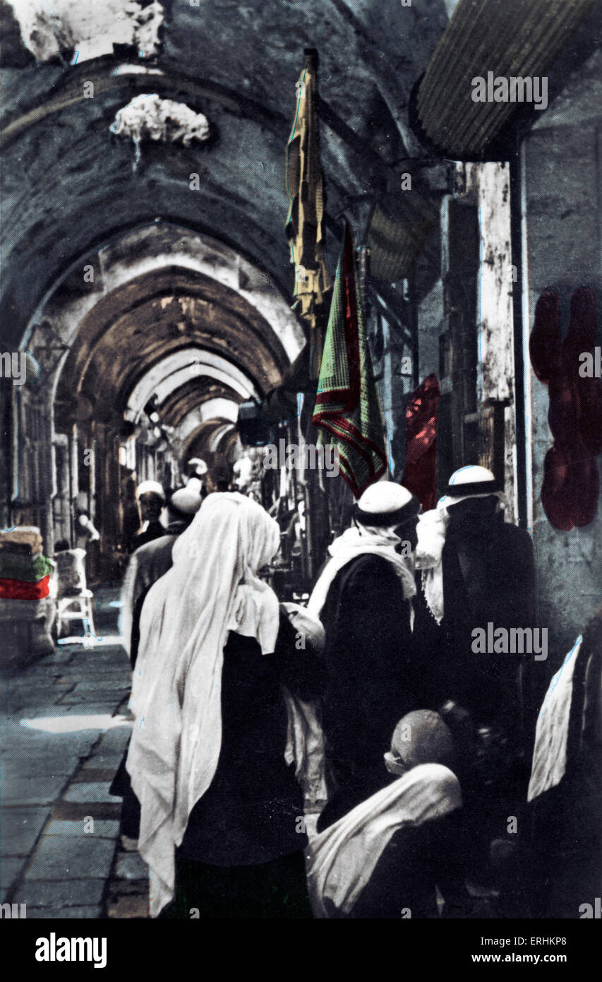Jerusalem - the covered market in the old city. Stalls. Stock Photo