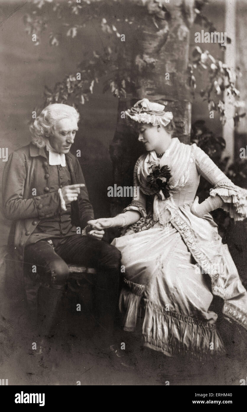 Sir Henry Irving as the Vicar and Ellen Terry as Olivia in William Gorman Wills 's play 'Olivia' based on Oliver Goldsmith 's Stock Photo