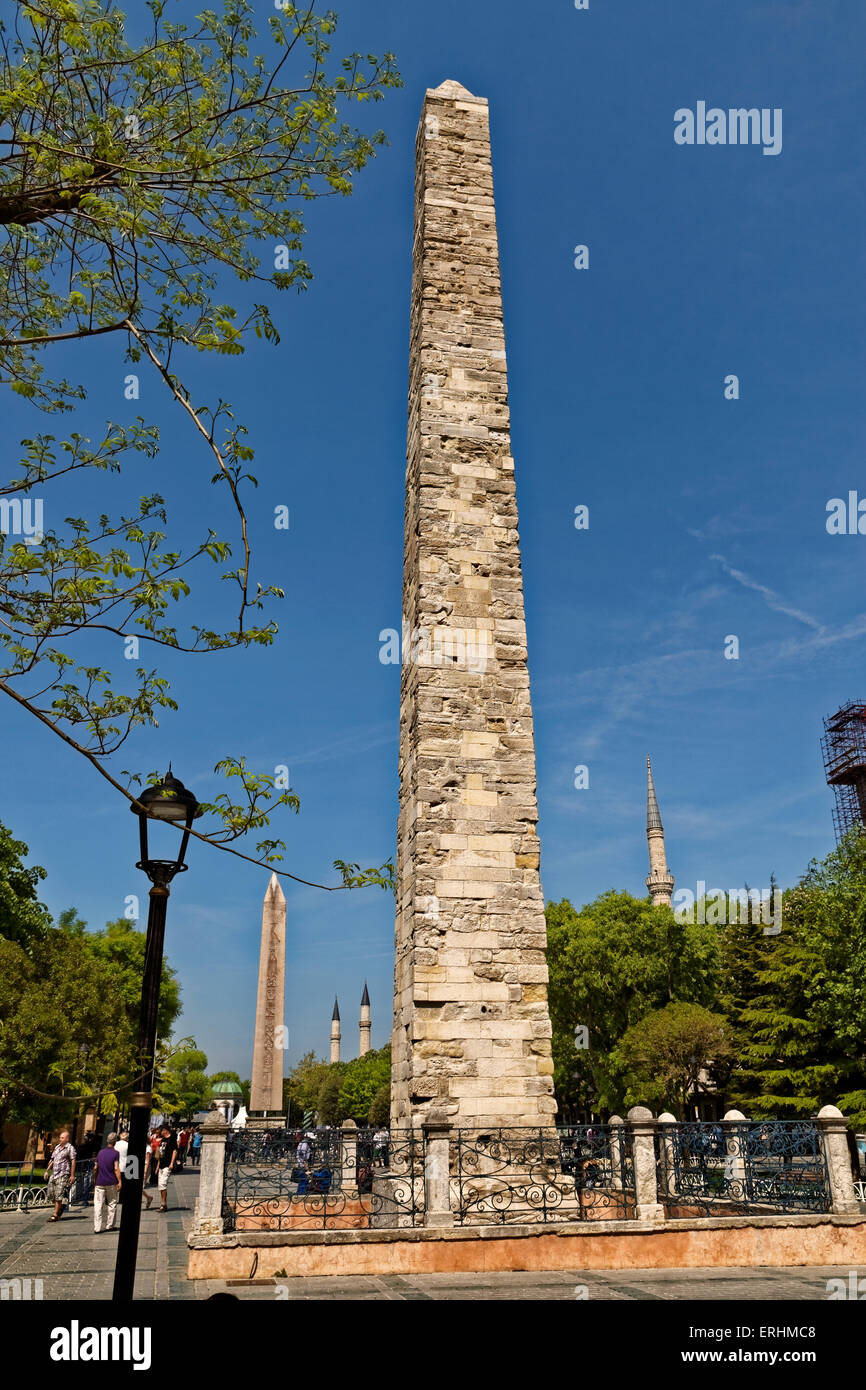The Walled Obelisk, Hippodrome area, next to the Blue Mosque, Sultanahmet, Istanbul, Turkey. Stock Photo