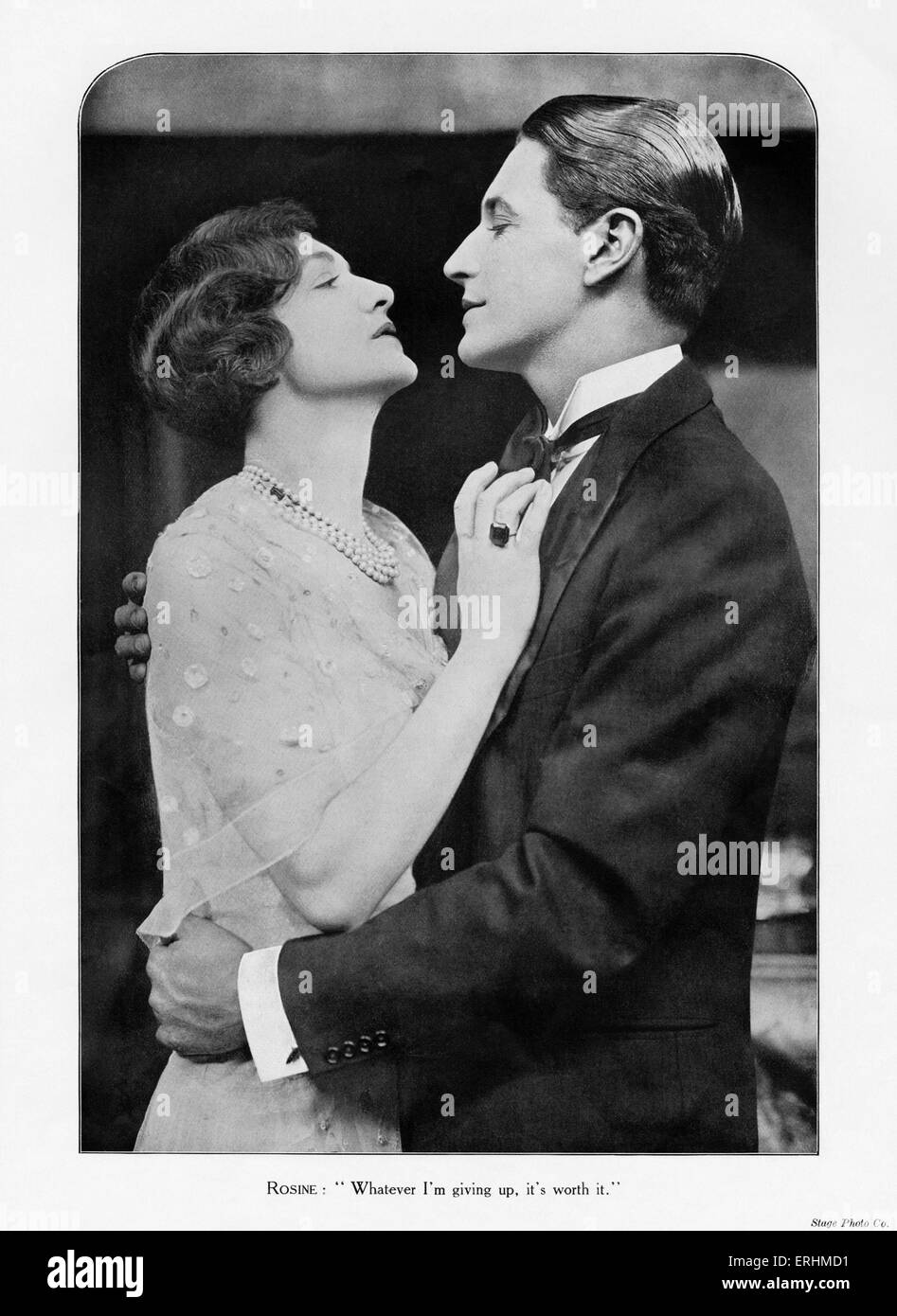 Ivor Novello as 'Max Clement' & Lily Elsie as 'Rosine Brown' in the play 'The Truth Game'. Performed at the Globe Theatre, Stock Photo