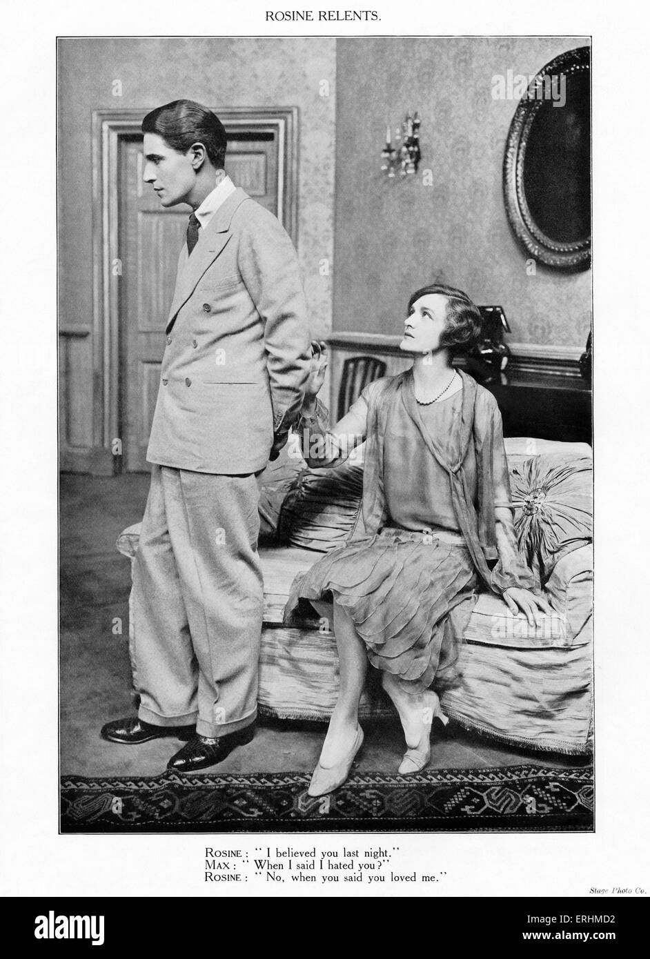Ivor Novello as 'Max Clement' & Lily Elsie as 'Rosine Brown' in the play 'The Truth Game'. Performed at the Globe Theatre, Stock Photo