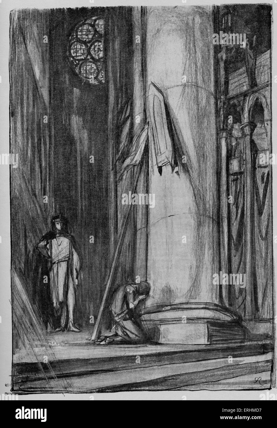 George Bernard Shaw - the Irish author 's play 'Saint Joan' (1923). GBS: 26 July 1856 - 2 November 1950. Illustration by Charles Ricketts (1866-1931). Stock Photo
