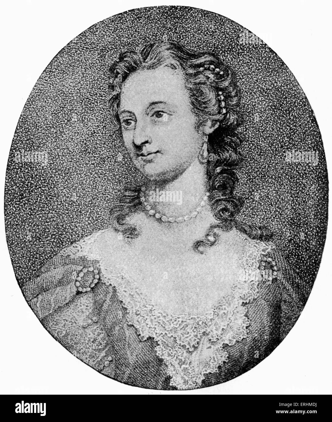 Lady Mary Wortley Montagu - English aristocrat and writer:  26 May 1689 - 21 August 1762.  After the portrait by F Zincke. Stock Photo