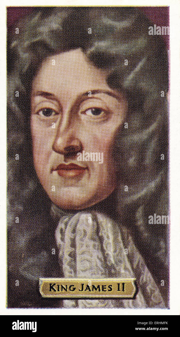King James II - King of England. JFES: 14 October 1633 – 16 September 1701. Stock Photo