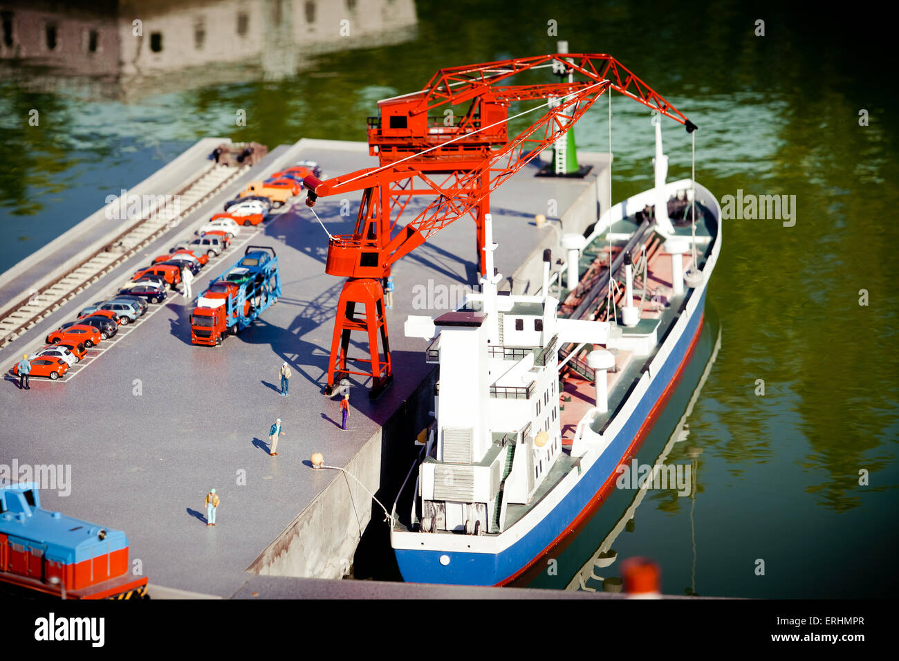 Model of sea port in the park if miniature Stock Photo