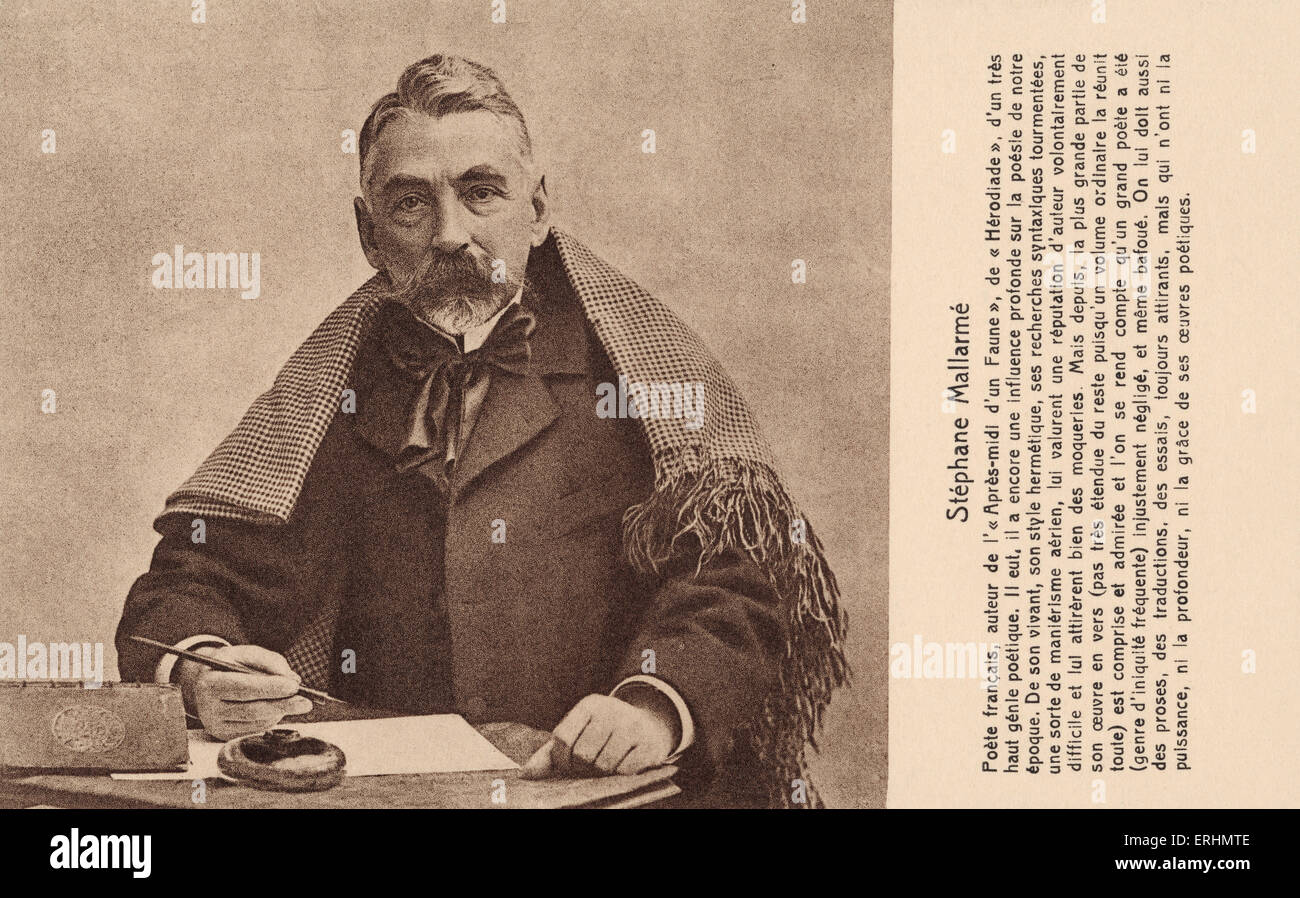 Stéphane Mallarmé at his writing desk - French poet. SM: 18 March 1842 – 9 September 1898 Stock Photo