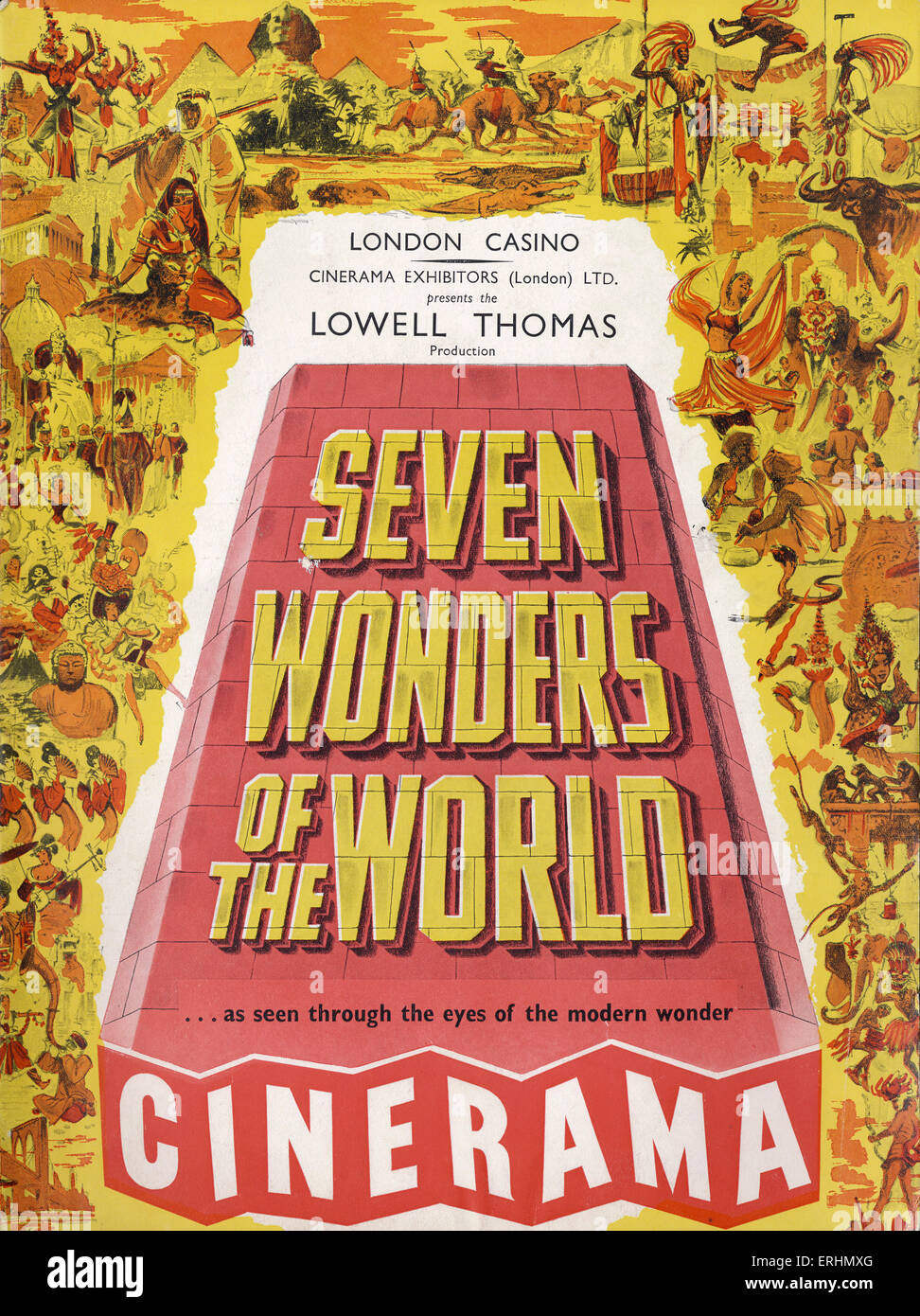 Seven Wonder of the World - programme cover for the Cinerama production by Lowell Thomas at the London Casino / Casino Cinerama Stock Photo