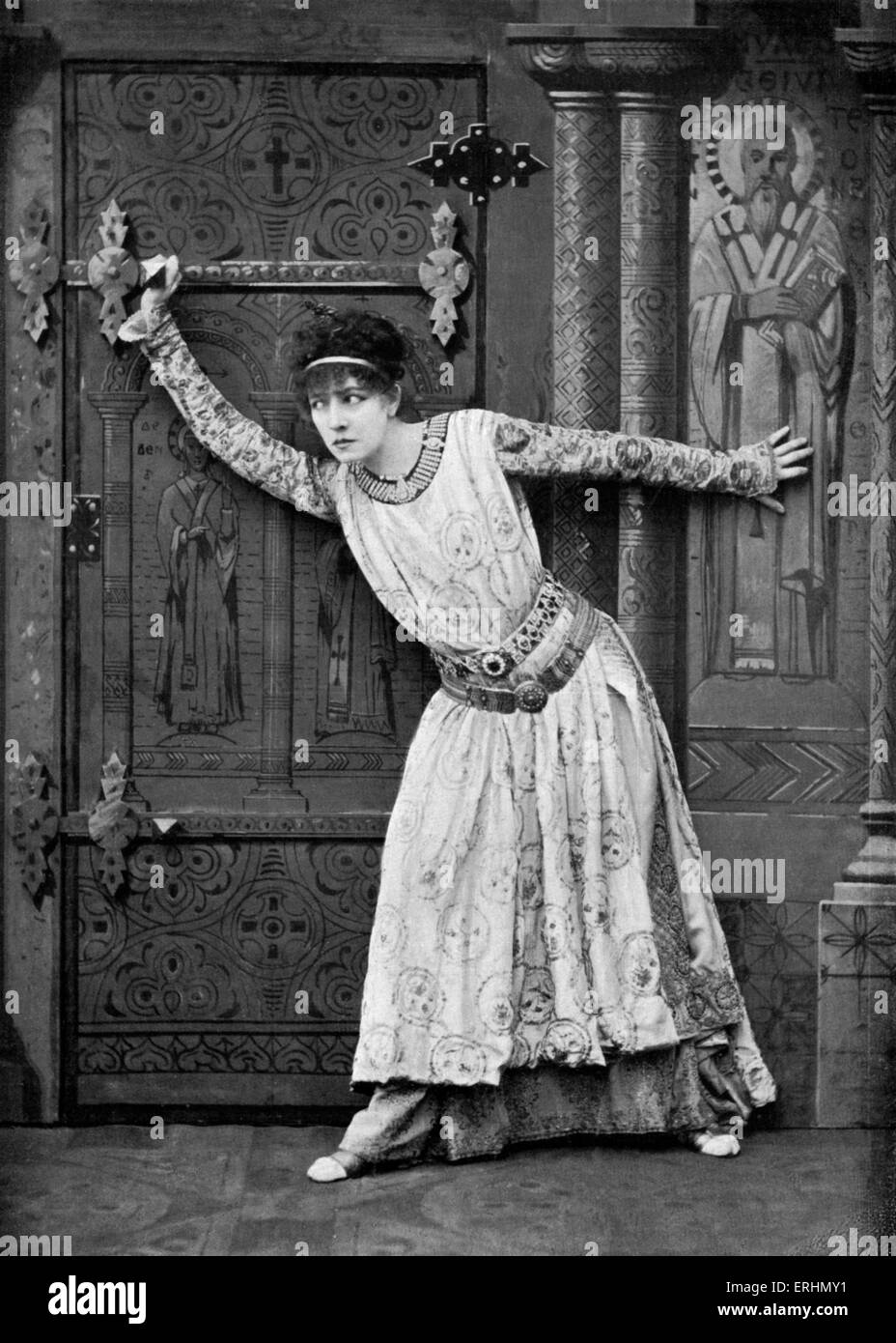 Sarah Bernhardt in title role of Victorien Sardou  's Theodora Premiered at the Théatre de la Porte-Saint-Martin  Libretto by Stock Photo